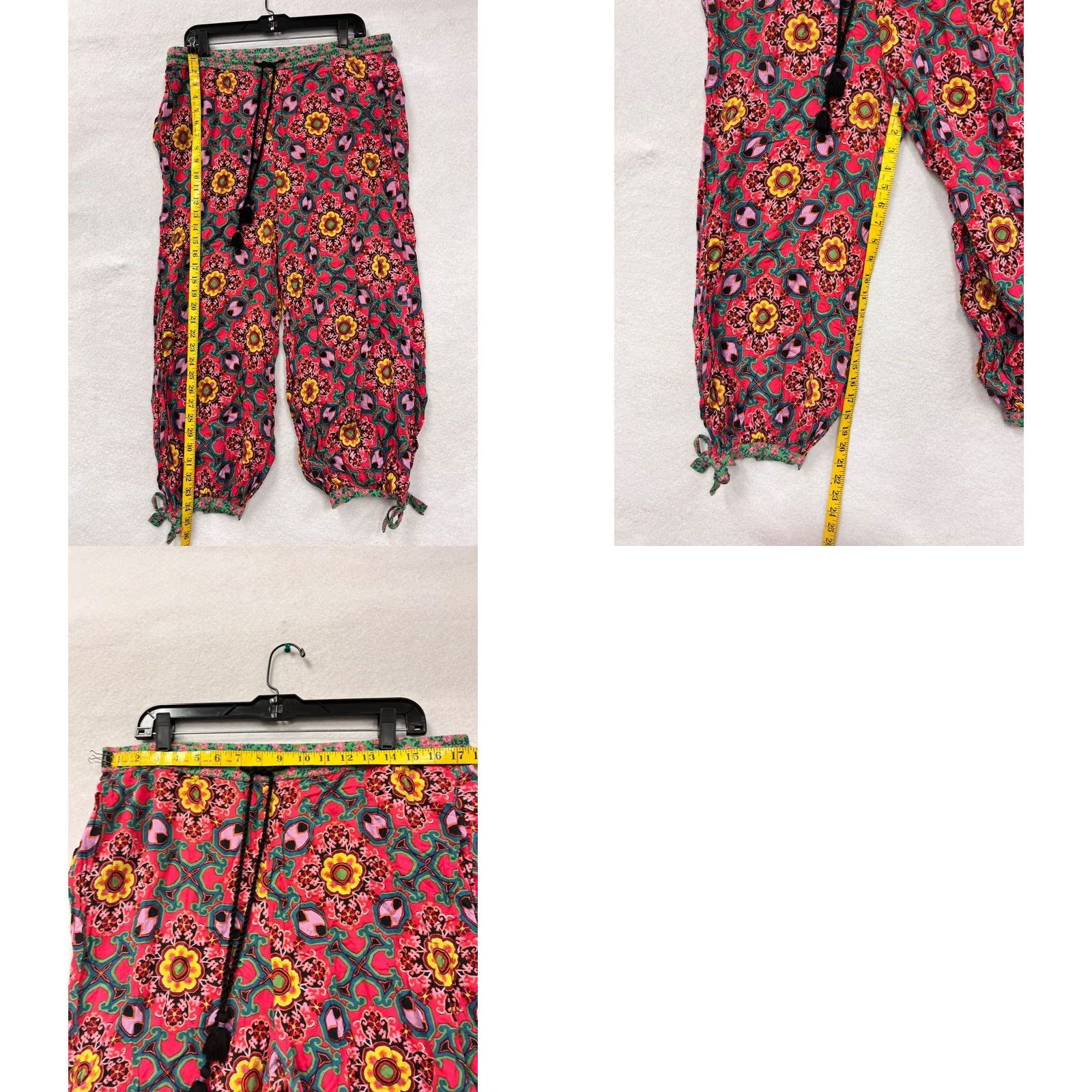 Anthropologie VINTAGE Anthropologie Womens Pants Drawstring Floral Red Large Modal Ankle Size 36" / US 14 / IT 50 - 8 Thumbnail