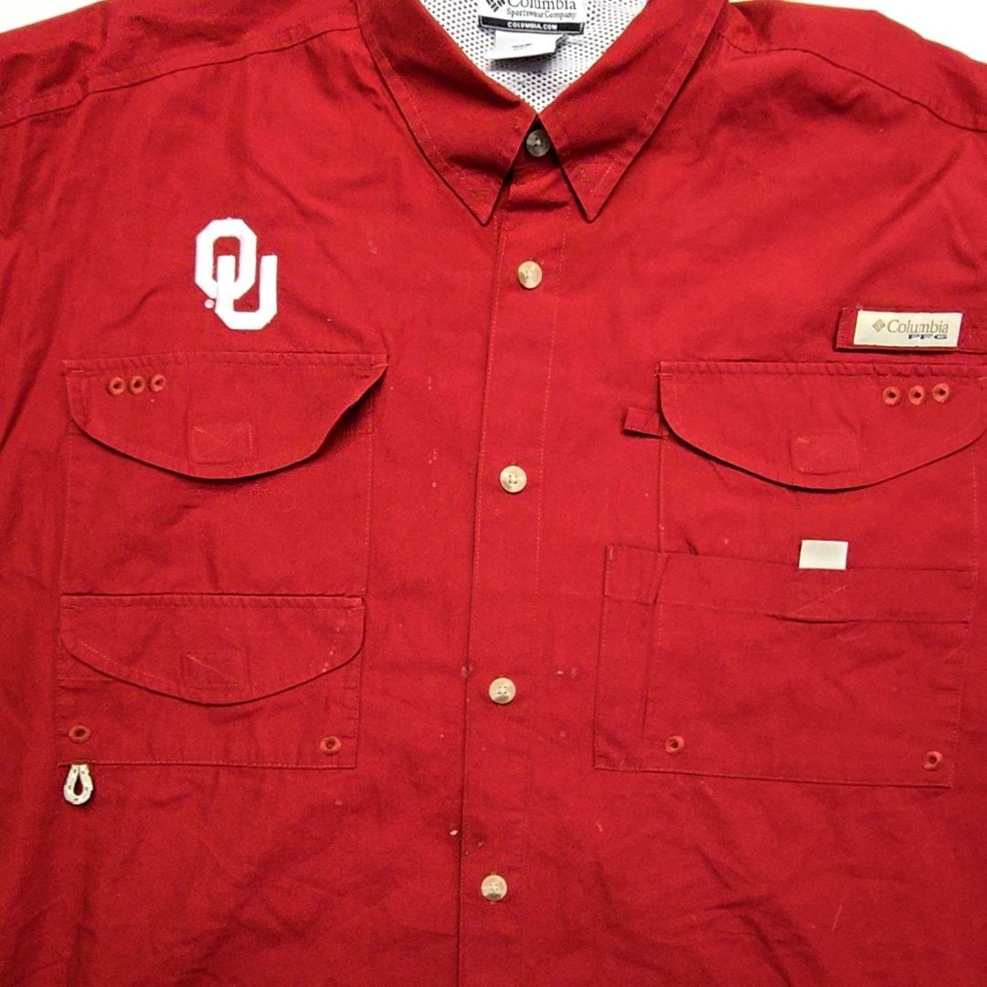Columbia Columbia PFG Oklahoma Sooner Red Outdoor Fishing L Shirt Size US L / EU 52-54 / 3 - 5 Thumbnail