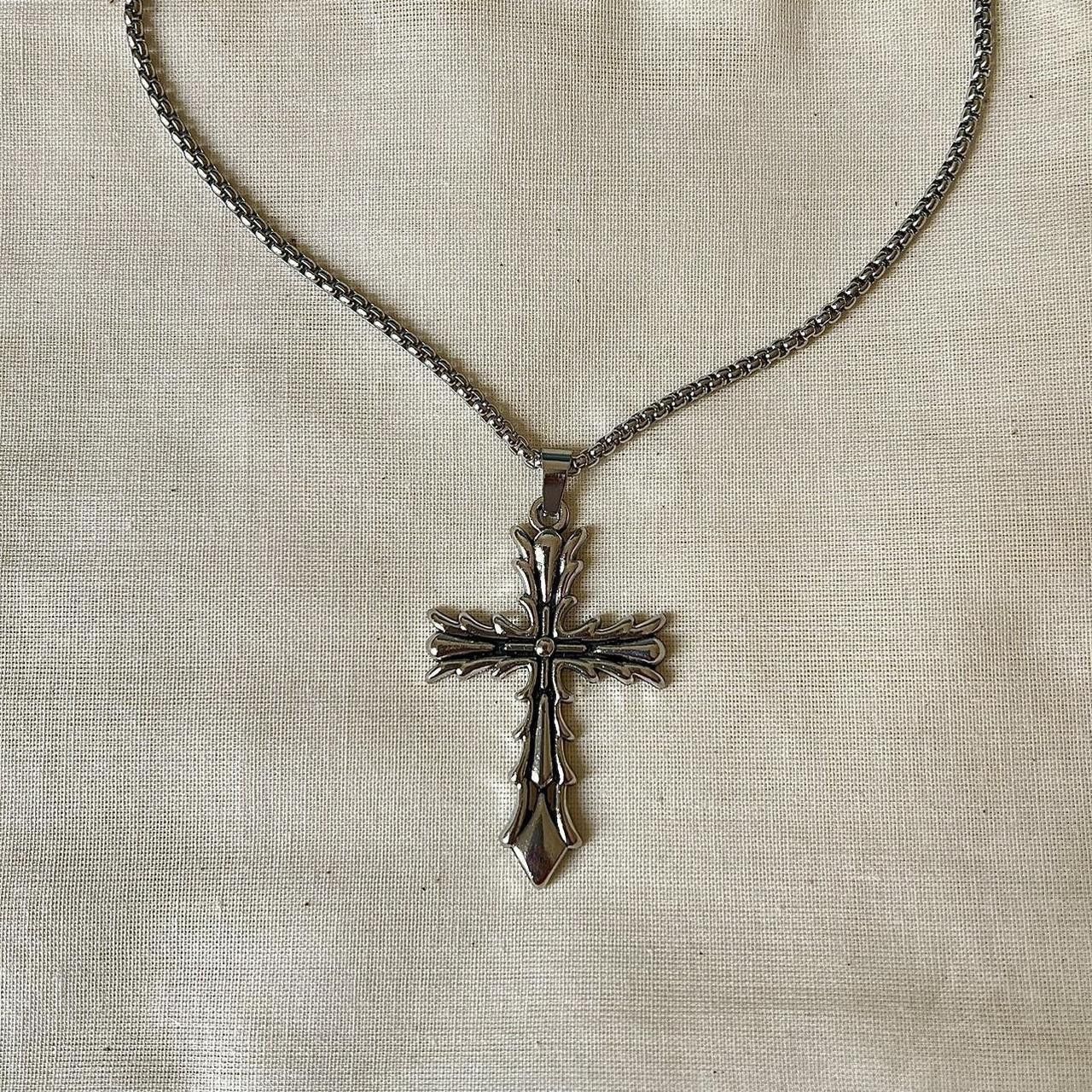 Japanese Brand gothic grunge silver cross pendant necklace Size ONE SIZE - 8 Thumbnail