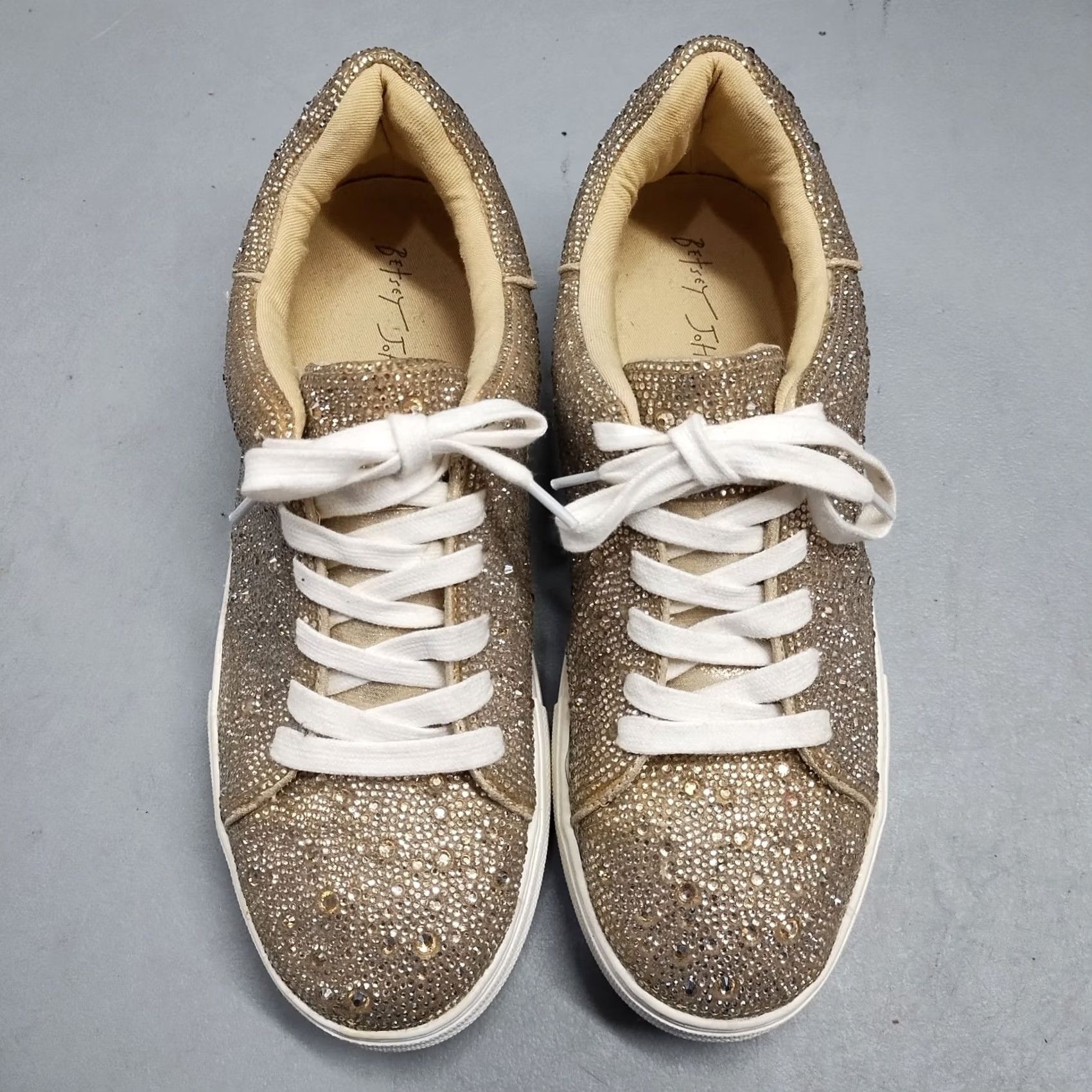 Betsey Johnson Betsey Johnson Sidny Platform Sneakers Womens Size 9.5M Gold White Rhinestone - Pre-owned Shoes Size US 10 / IT 40 - 6 Thumbnail