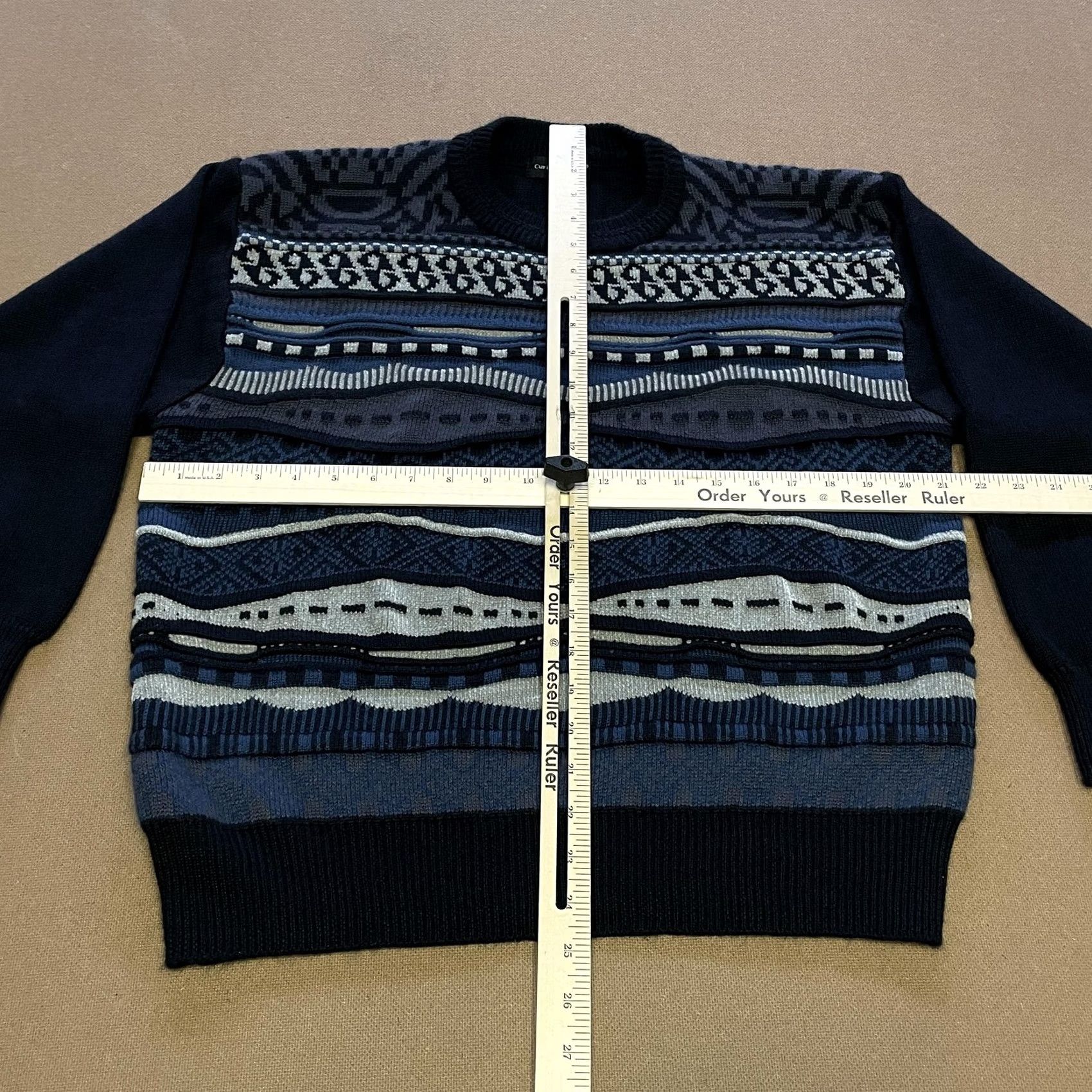 Vintage VINTAGE Curiosity's Staff Mens Sweater Geometric Pattern Wool Blend Pullover Blue Crew Neck M Size US M / EU 48-50 / 2 - 6 Thumbnail