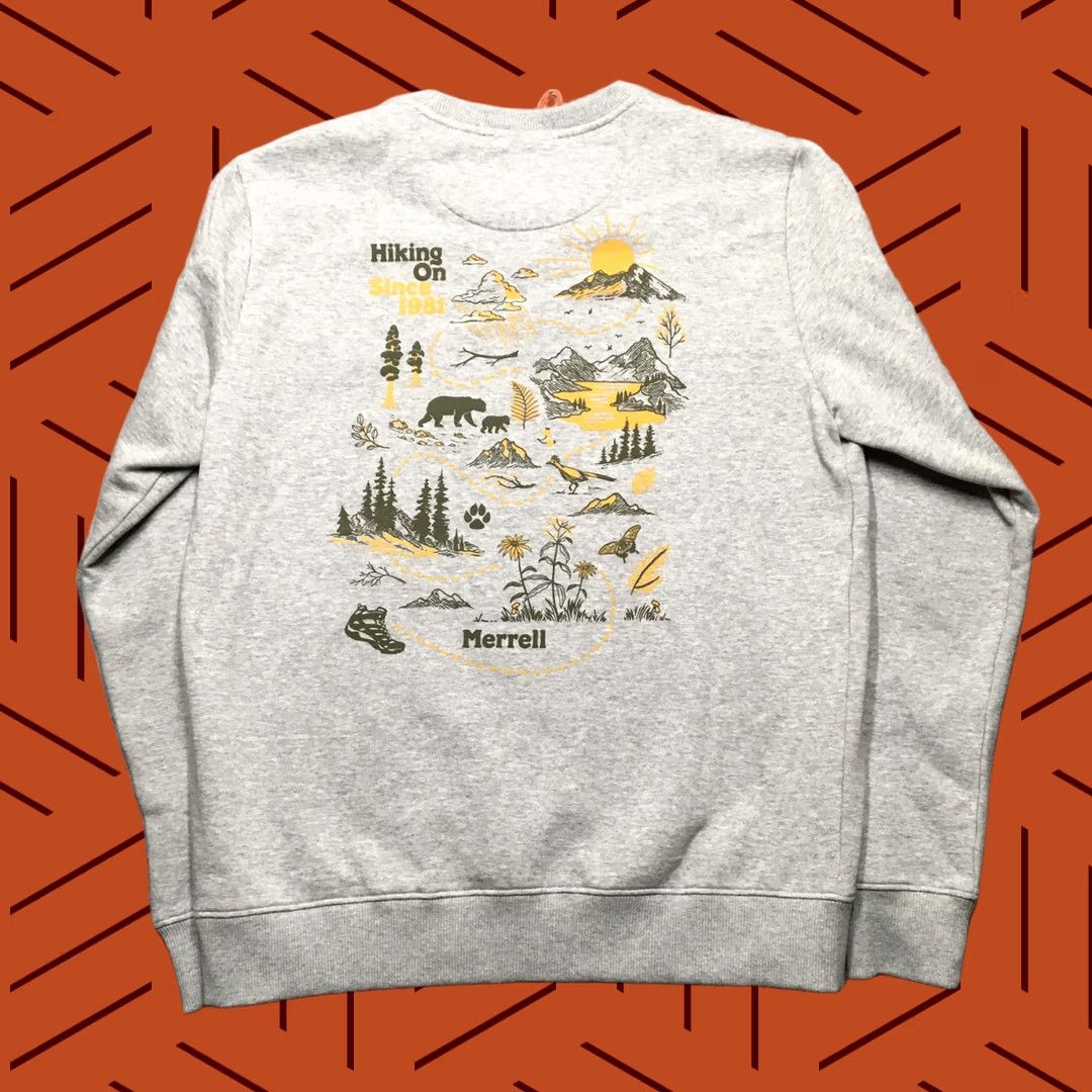 Merrell Merrell Mens Sweatshirt Grey Heather Life's An Adventure Fleece Hiking Graphic Print Crewneck M Size US M / EU 48-50 / 2 - 1 Thumbnail