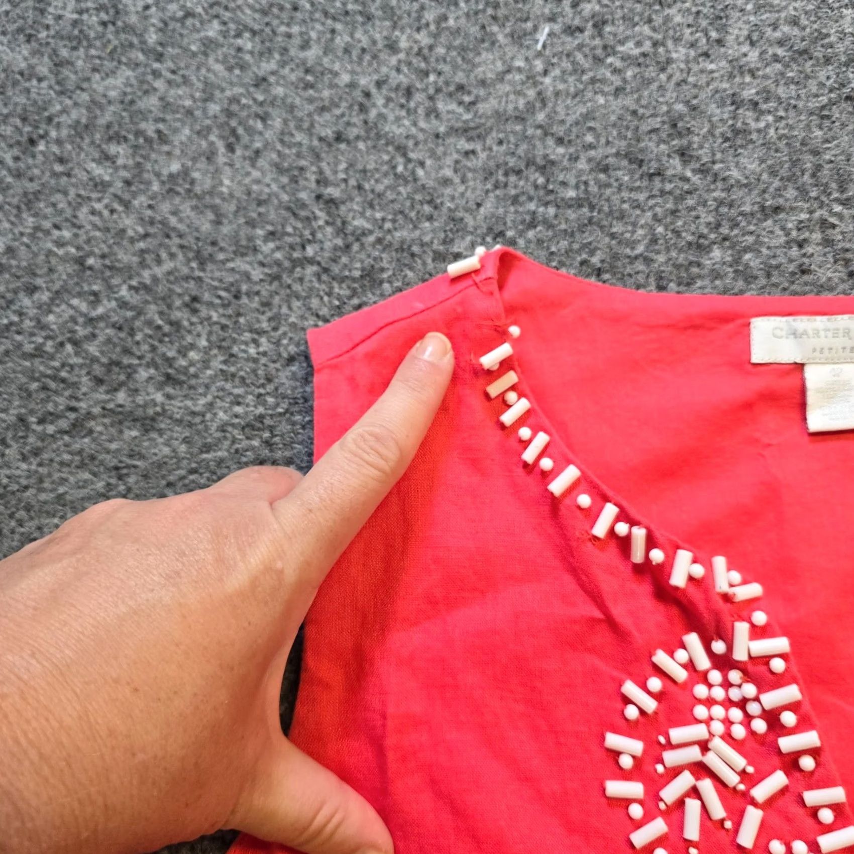 Charter Club Charter Club Dress Womens Size 4P Petite Pink Beaded Linen Sheath Coastal Cruise Beach V-Neck Sleeveless Zip Lined Short Dress Mens? Size S / US 4 / IT 40 - 6 Thumbnail