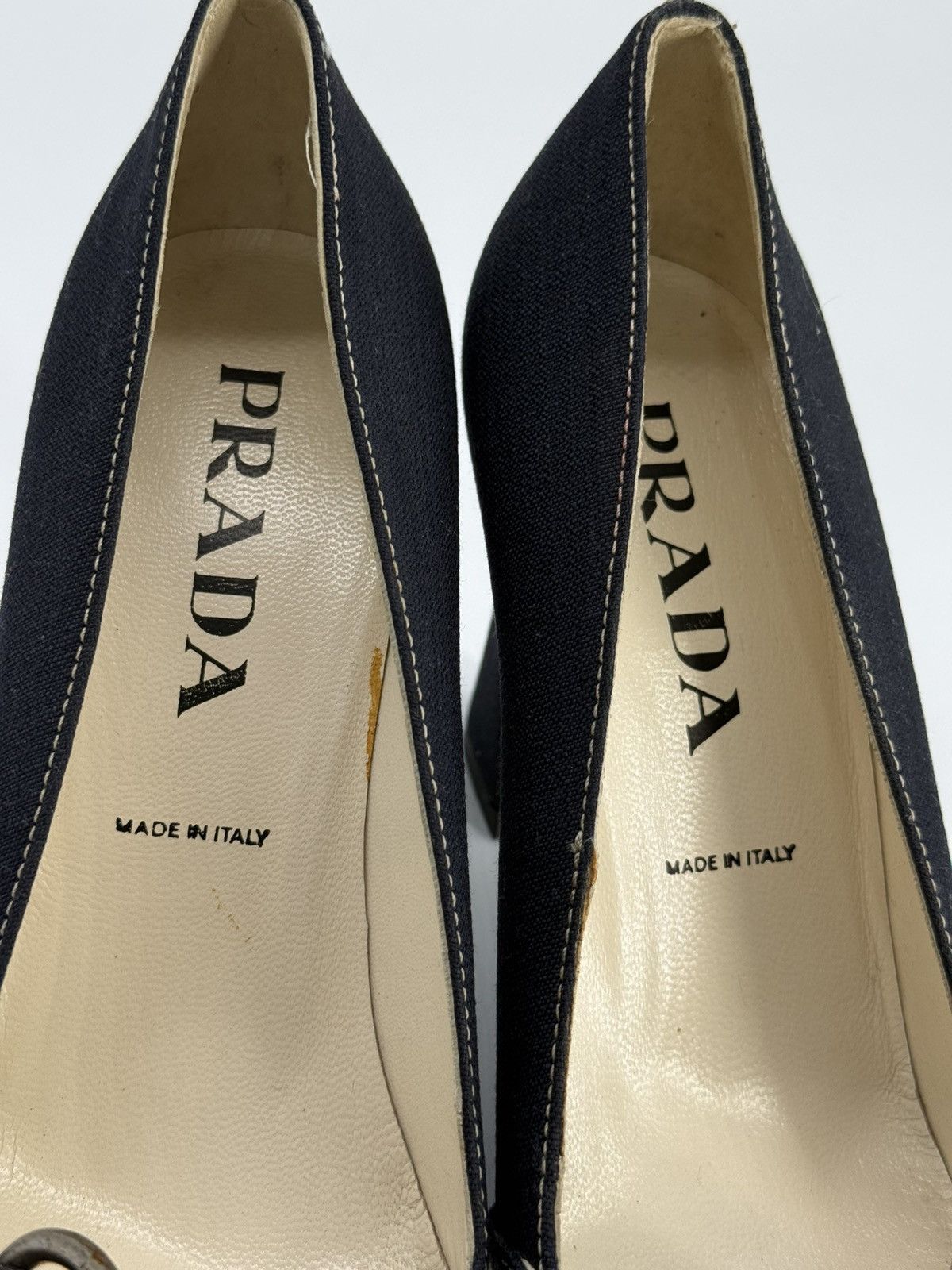 Prada Prada Navy Denim like chunky heels with buckle size 37 1/2 Size US 8 / IT 38 - 7 Thumbnail