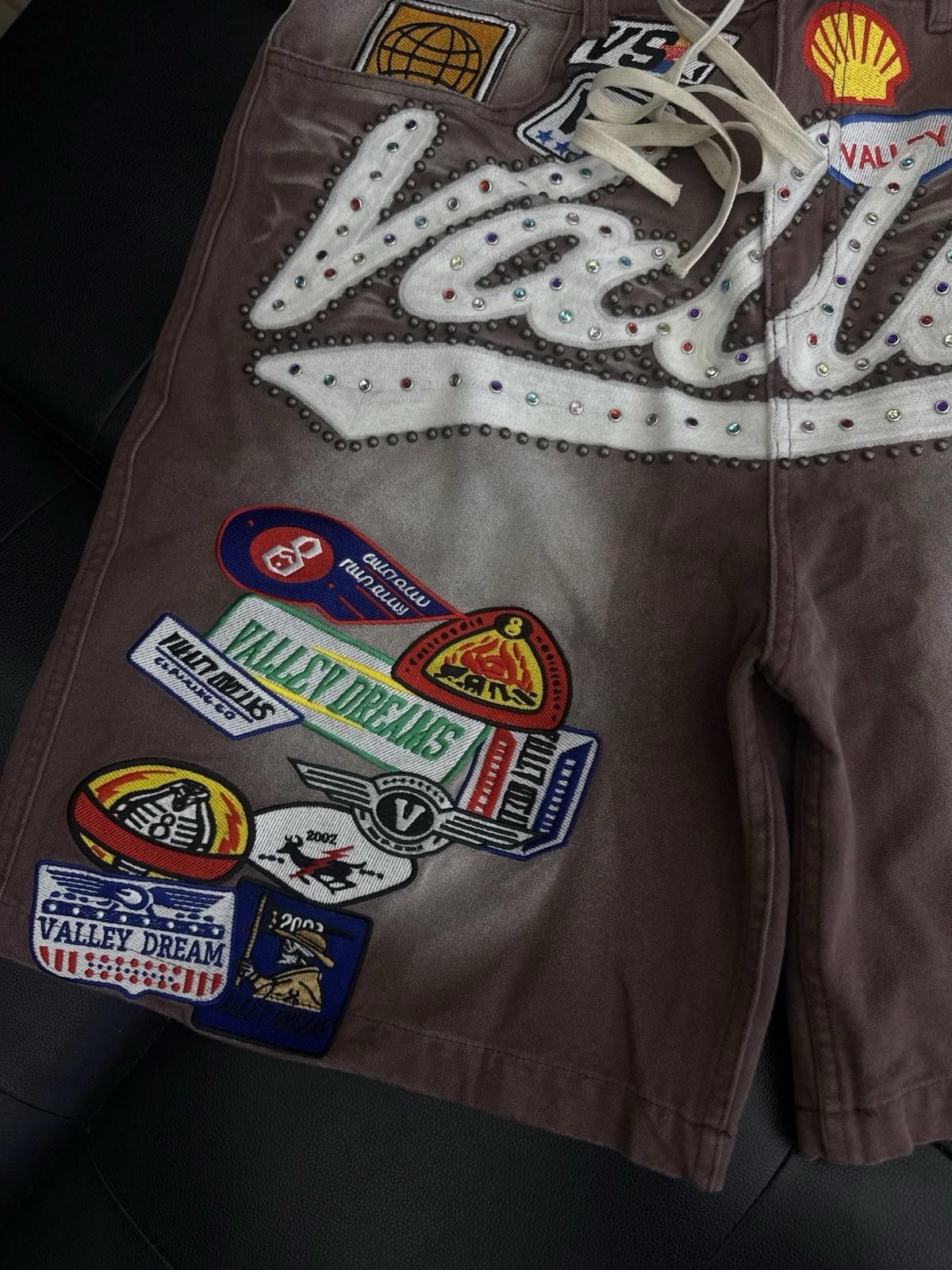 Vale Valley Brown Denim Patchwork Shorts Size 32 (Brand New) Size US 32 / EU 48 - 2 Thumbnail