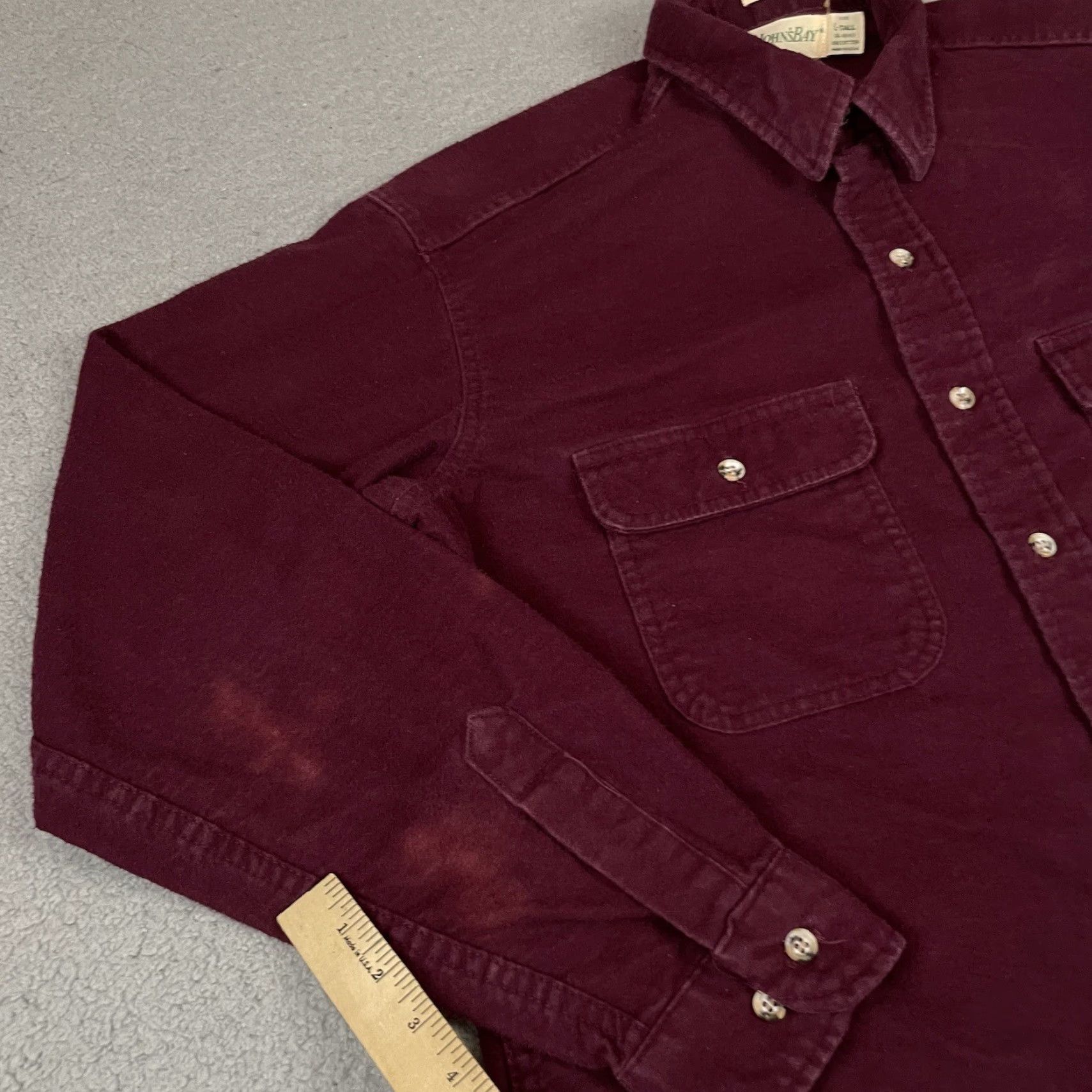 Vintage VINTAGE St Johns Bay Shirt Mens L Tall Maroon Chamois Cloth Button Up Heavy Lined LT Size US L / EU 52-54 / 3 - 5 Thumbnail