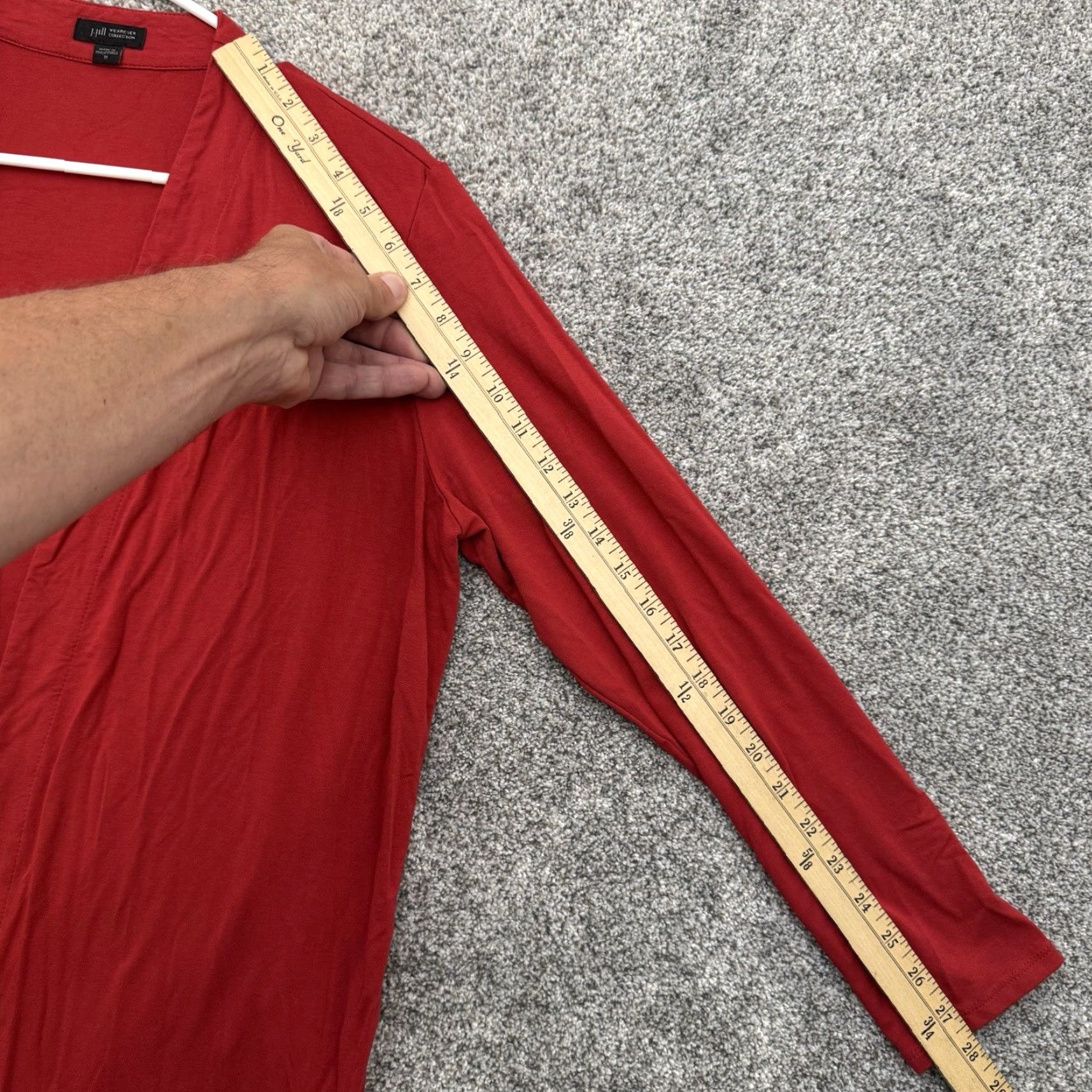 J. Jill J. Jill Cardigan Shirt Women M Red Solid Knit Long Open Front Artsy Teacher Lagom Clean Girl — Size M / US 6-8 / IT 42-44 - 4 Thumbnail