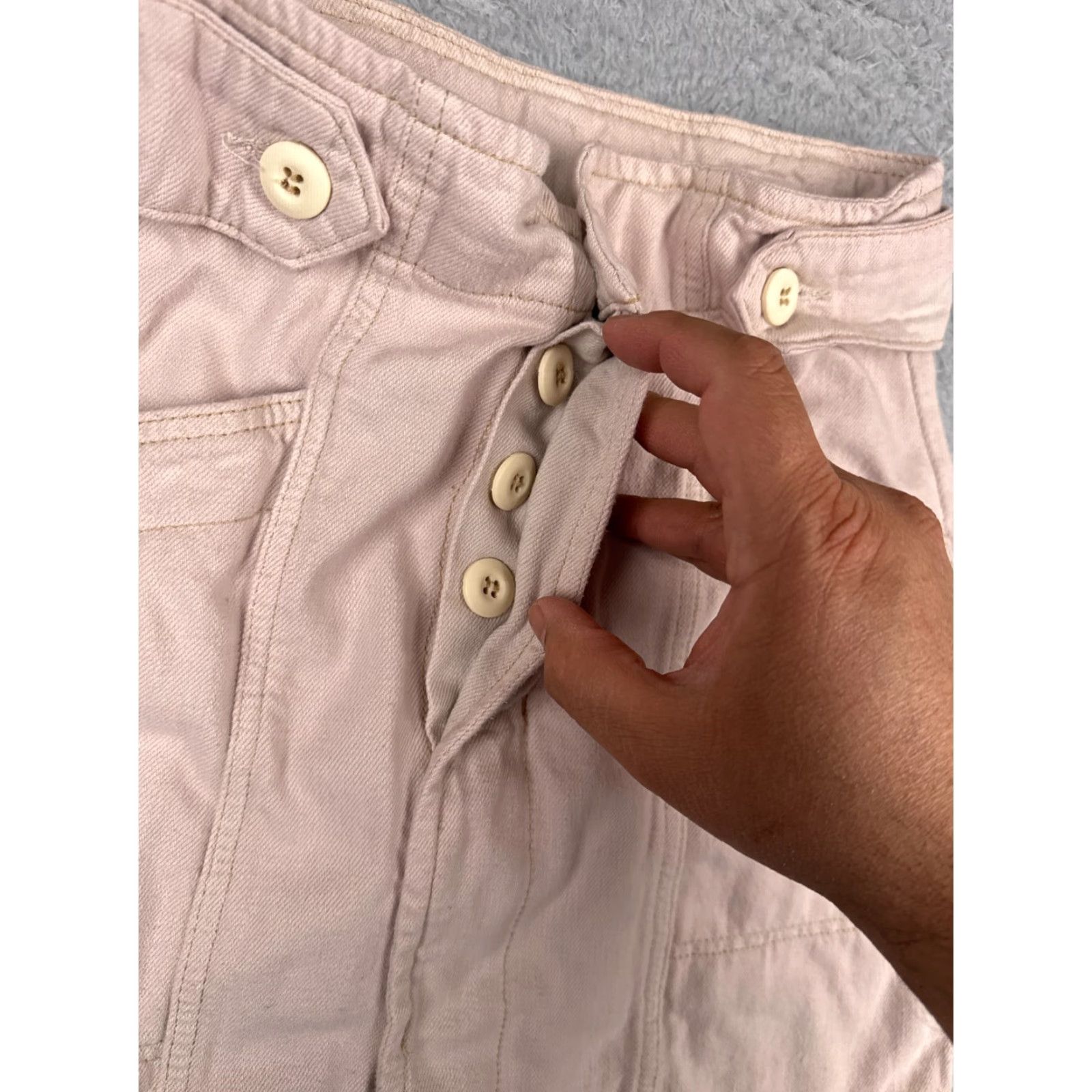 Free People Free People Skirt Womens 4 Pink Denim Twill Raw Hem Button Fly Cotton Lyocell Mini Short Size 27" / US 4 / IT 40 - 7 Thumbnail
