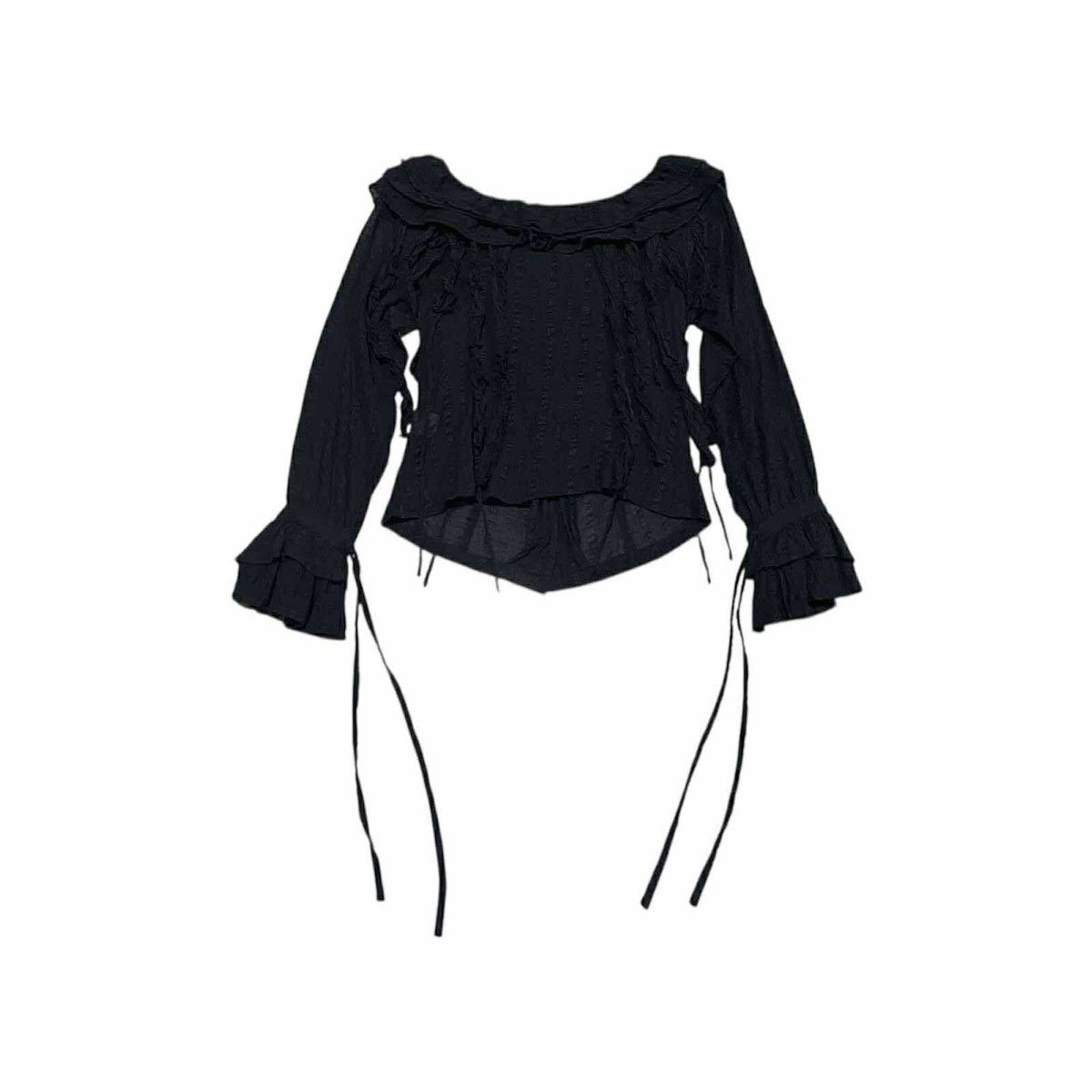 Japanese Brand 🔥Rare Goth Y2K Chiyuki Ruffled Bondage Blouse See Through Size S / US 4 / IT 40 - 11 Thumbnail