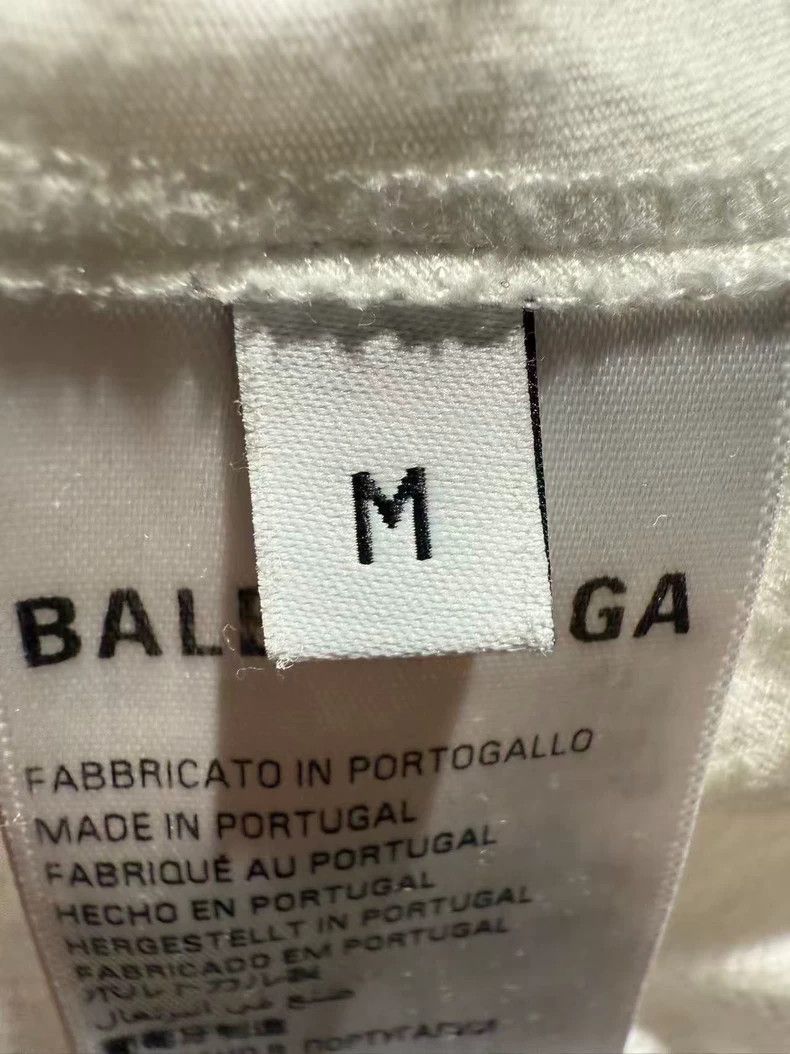 Balenciaga Worn blue logo monogrammed printed crew neck sh