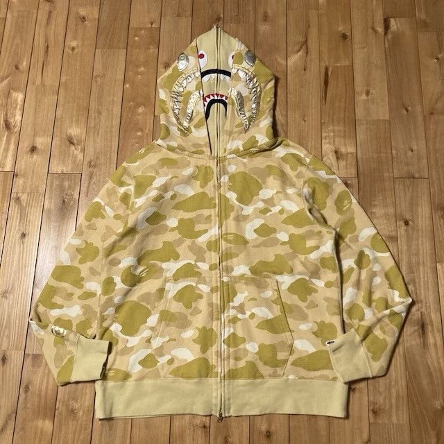 Bape BAPE Double Shark Full Zip Hoodie Yellow Camo a bathing ape Size US XXL / EU 58 / 5 - 1 Thumbnail