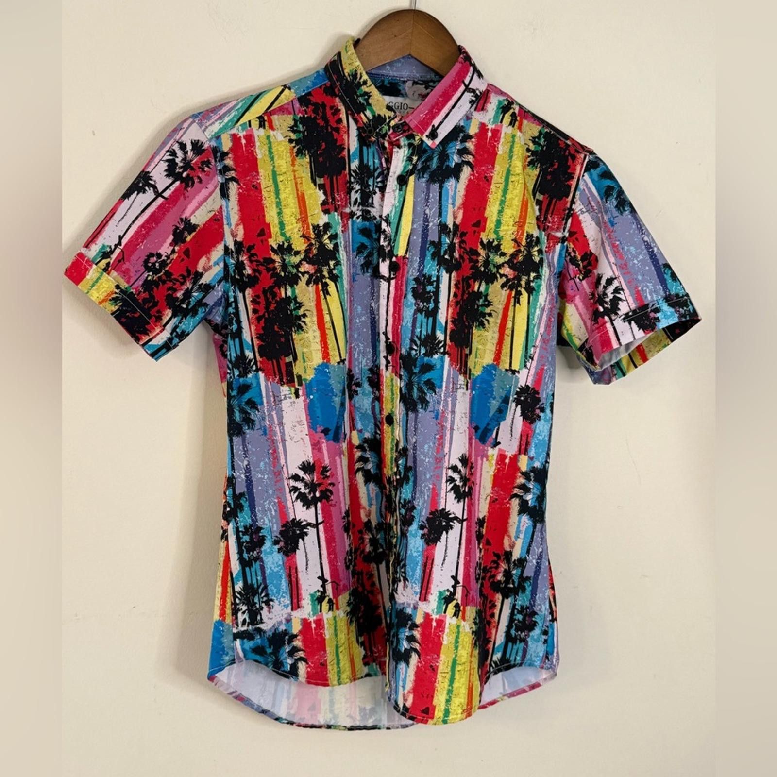 THE GIGI GIGIO Italia tropical palm tree short sleeve shirt 36/SM Size US S / EU 44-46 / 1 - 7 Thumbnail