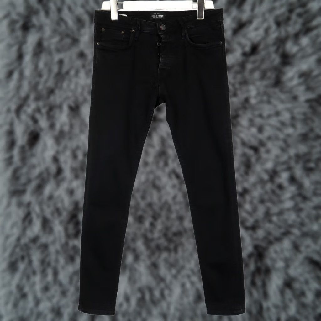 Jack & Jones JACK & JONES Glenn Slim Jeans Men's W31/L32 Black Denim Button Fly Stretchy Jeans Size US 31 - 1 Thumbnail