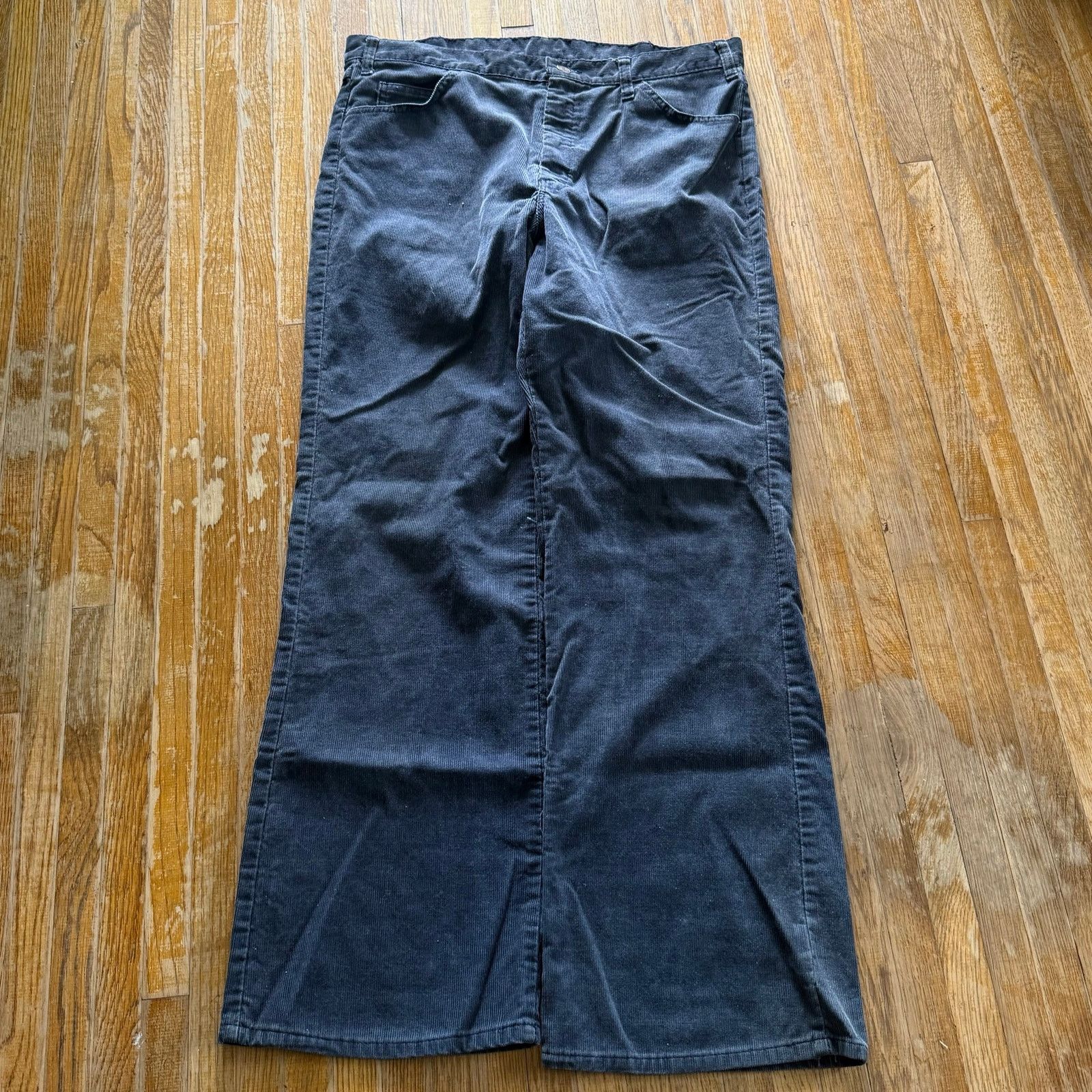 Vintage 70’s Blue Buckle Navy Blue Corduroy Flare Pants Talon 42 Size US 36 / EU 52 - 2 Thumbnail