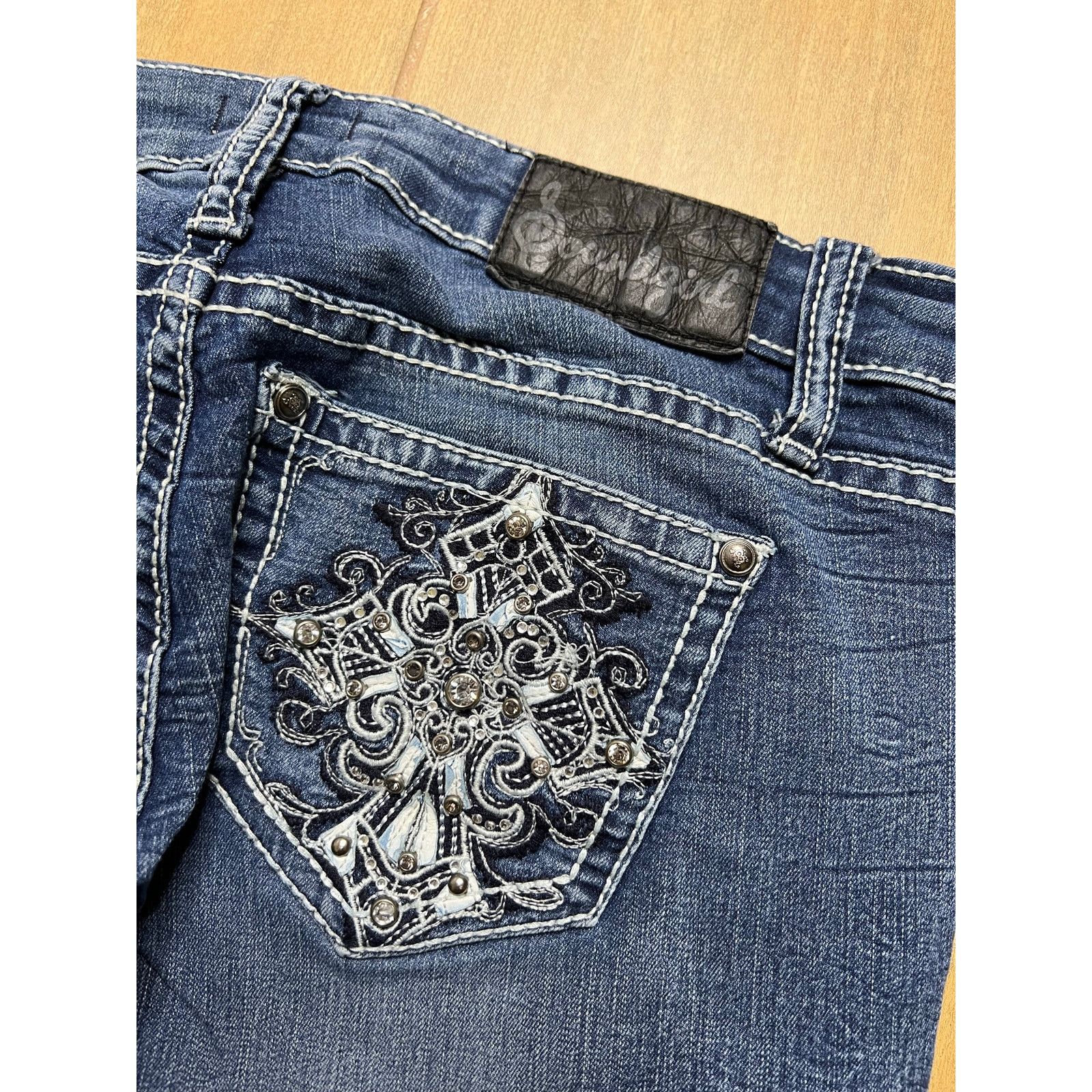 Vintage Soundgirl Y2K Rhinestone Bootcut Jeans Low Rise Womens 29 Size 29" - 10 Thumbnail