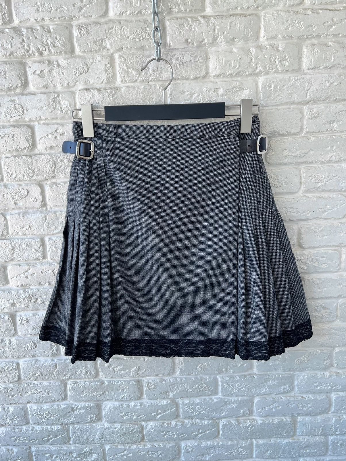 Dior Christian Dior Gray Wool Pleated Knit Skirt Size 28" / US 6 / IT 42 - 1 Thumbnail
