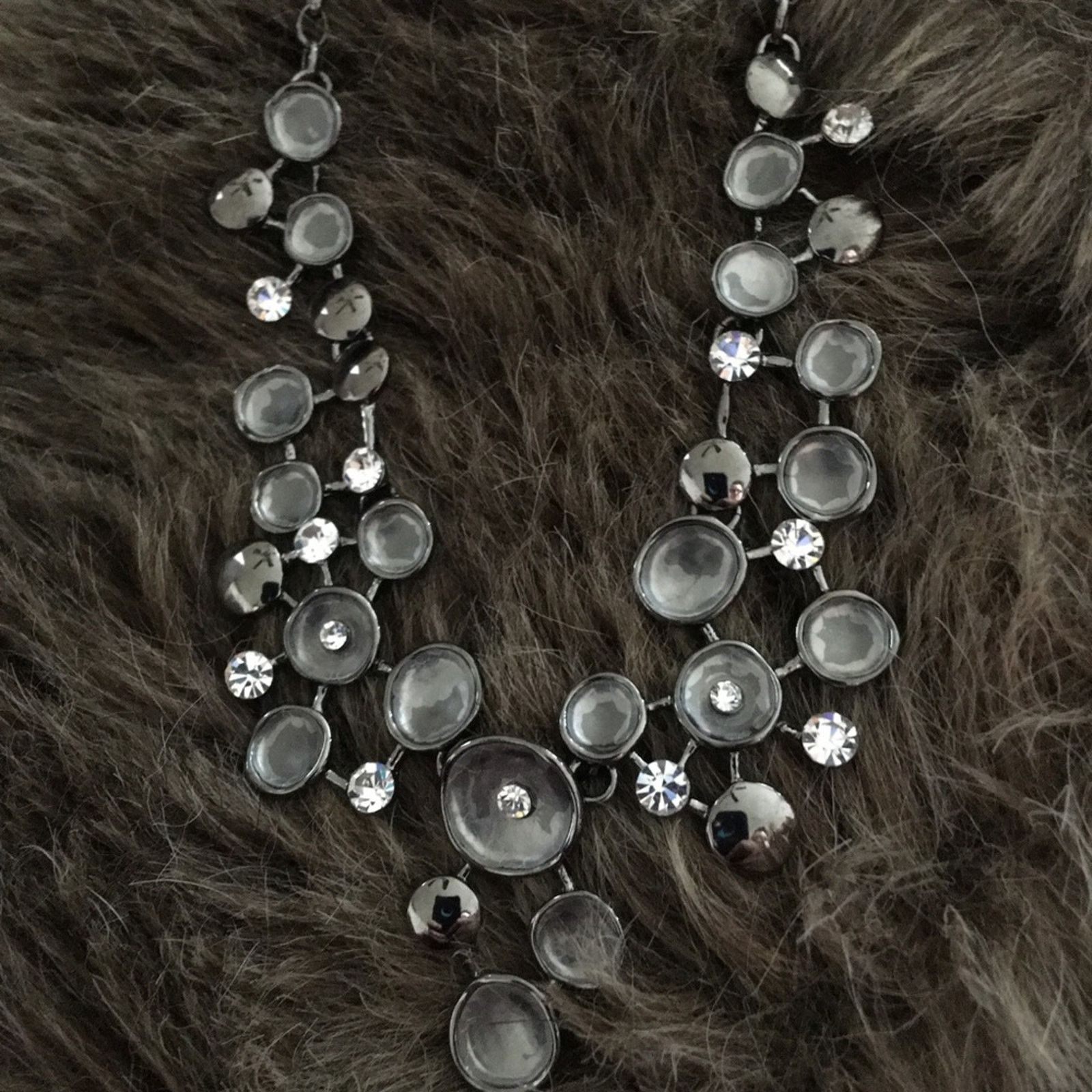 Jewelry Dark chrome chain link rhinestone accent necklace Size ONE SIZE - 6 Thumbnail
