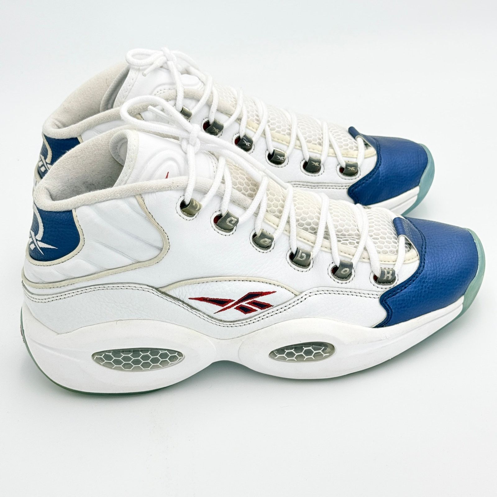 Reebok Reebok Question Mid Blue Toe Allen Iverson White Blue Size US 12 / EU 45 - 5 Thumbnail