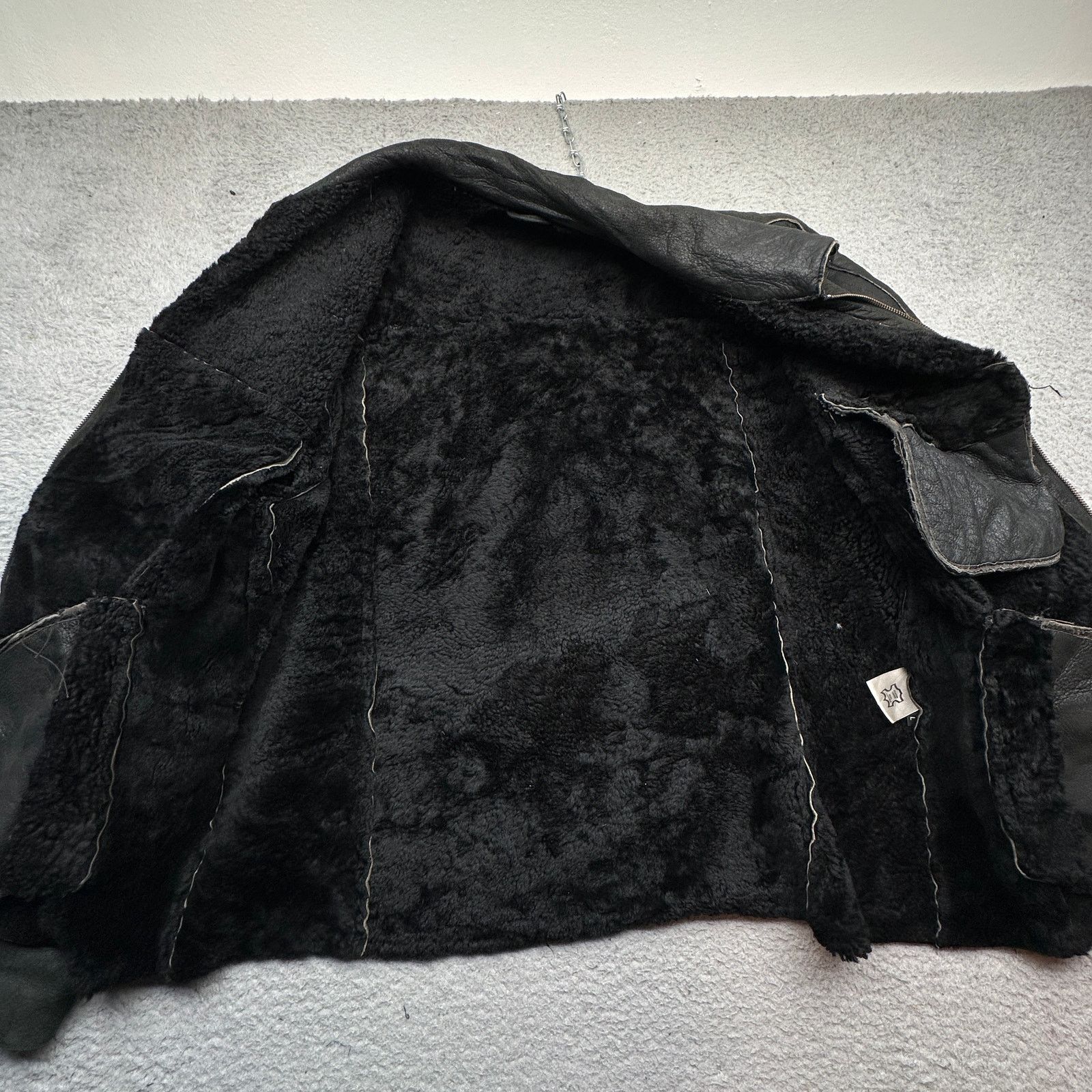 Other VTG Shearling Leather Bomber Jacket Mens Large Unbranded Size US L / EU 52-54 / 3 - 13 Thumbnail
