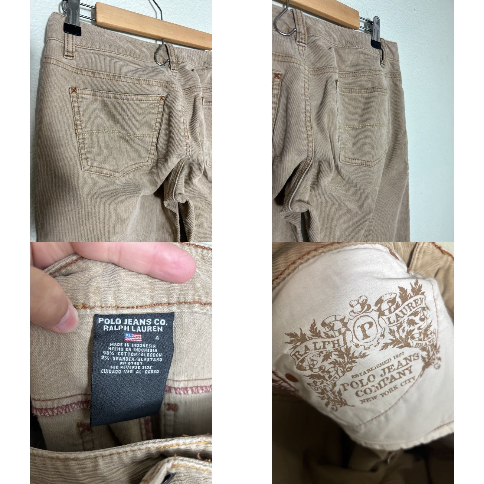 Polo Ralph Lauren Polo Jeans Company Womens Pants Straight Beige Corduroy 30x31 Size 4 Womens Size 27" / US 4 / IT 40 - 9 Thumbnail