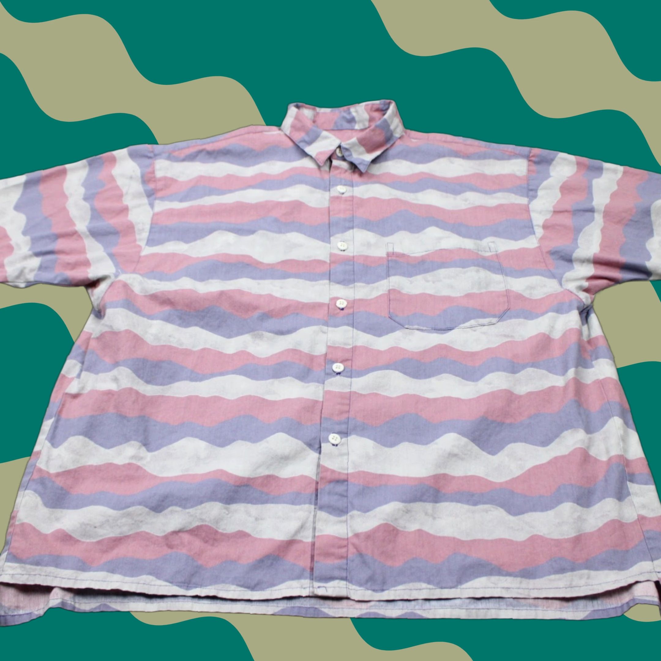 The Territory Ahead The Territory Ahead Purple/Blue Shirt Mens Small Cotton Button-Up Short Sleeve Geometric Pattern, 100% Cotton, Regular Fit, Chest 25 in Size US S / EU 44-46 / 1 - 1 Thumbnail