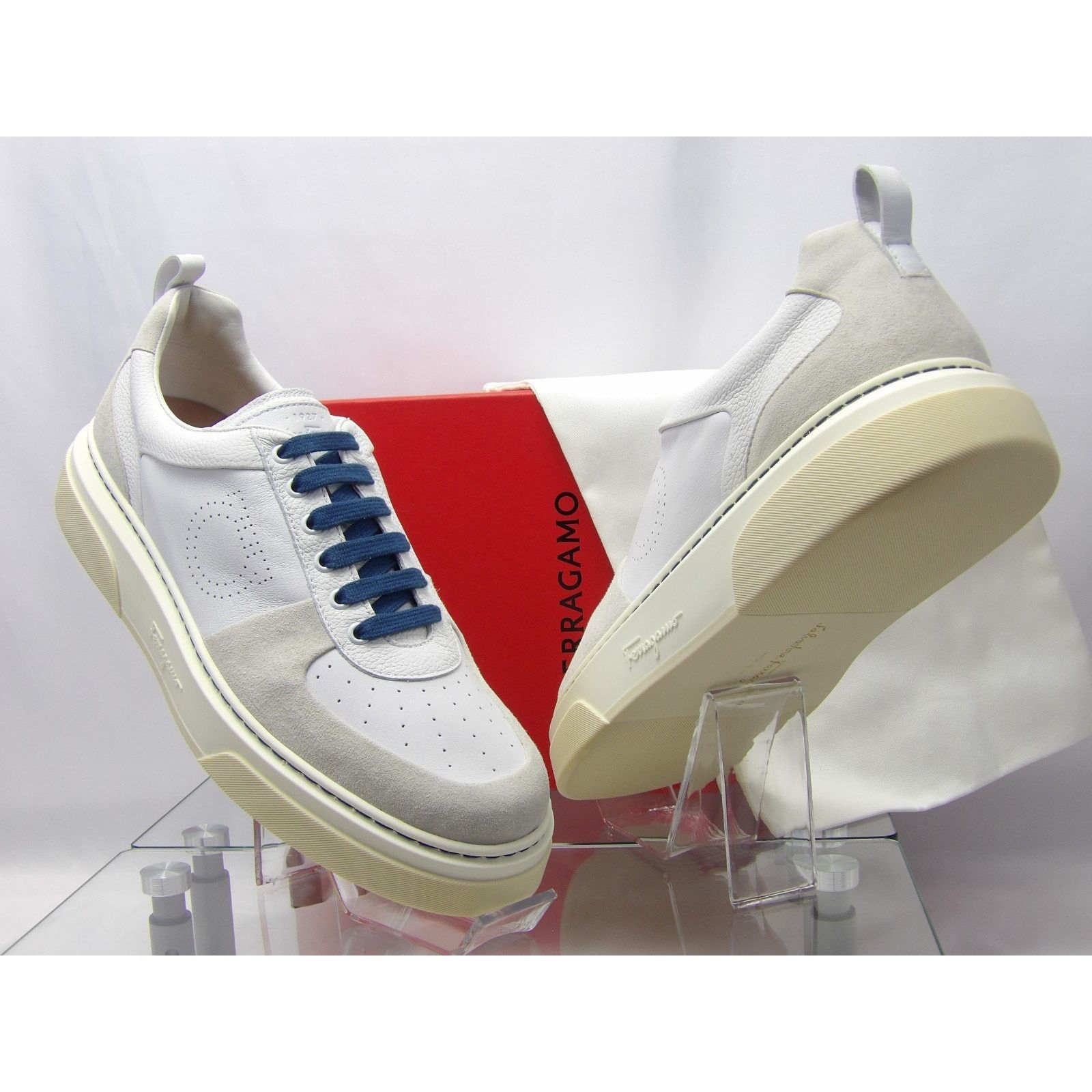Salvatore Ferragamo FERRAGAMO CASSINA WHITE LEATHER GANCINI LOGO SNEAKERS 10.5 Size US 11.5 / EU 44-45 - 8 Thumbnail
