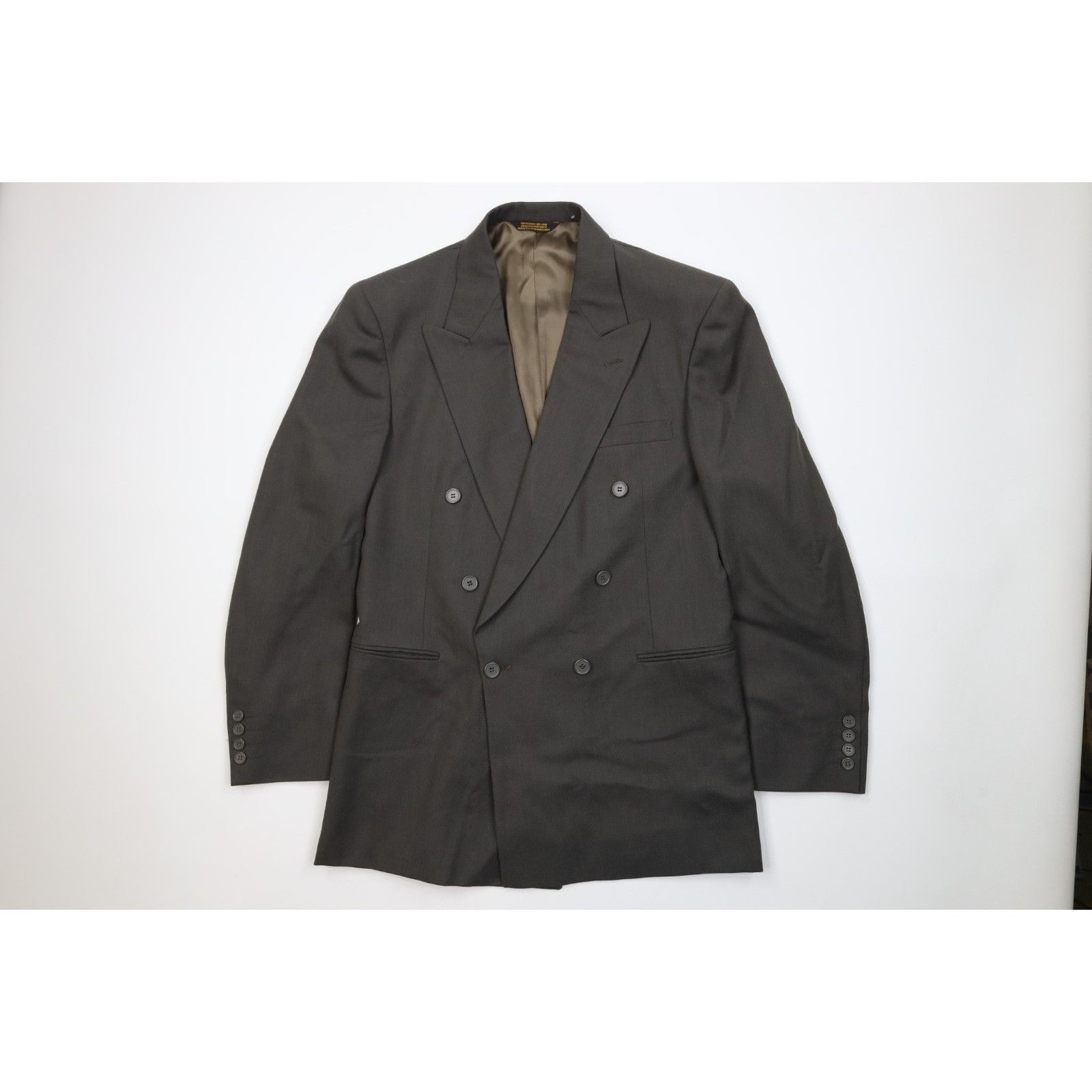 Vintage Vintage 70s 80s 2 Piece Wool Double Breasted Suit Wedding Size 44L - 2 Thumbnail