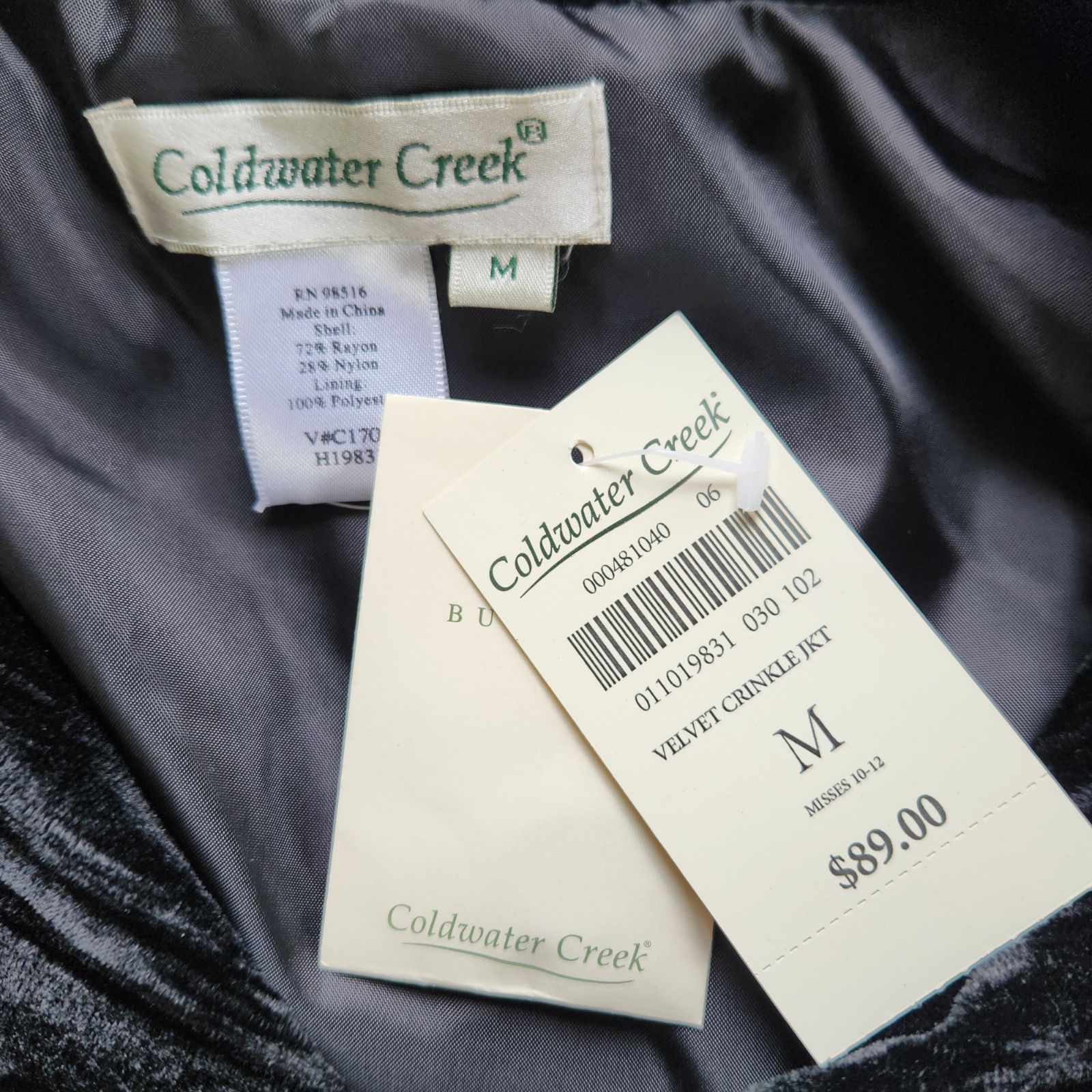Coldwater Creek Coldwater Creek Womens Medium Black Velvet Jacket Button Size M / US 6-8 / IT 42-44 - 10 Thumbnail