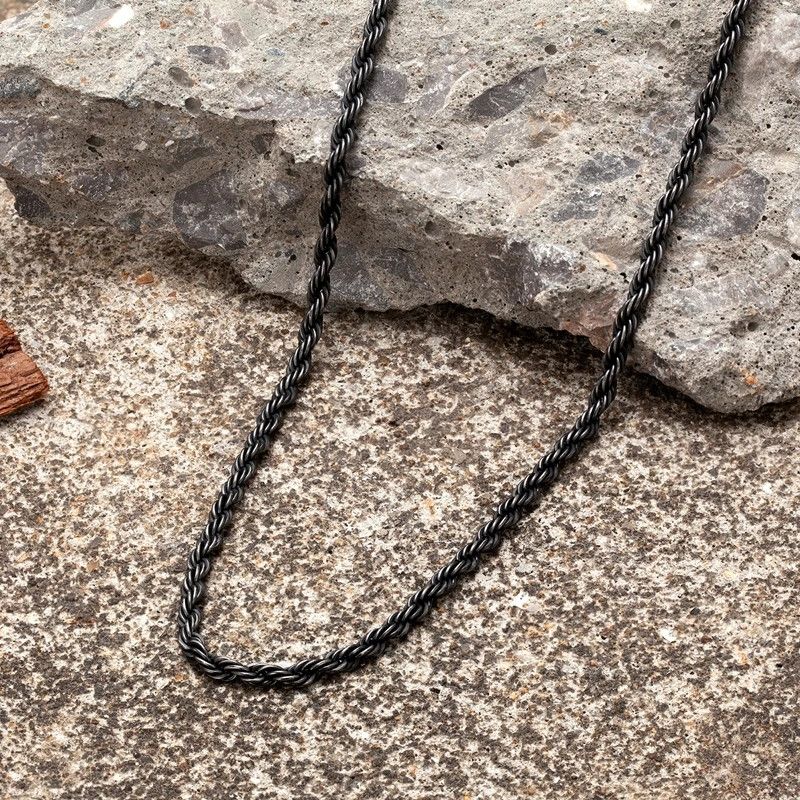 Jewelry Black Twisted Rope Chain Necklace Size ONE SIZE - 3 Thumbnail