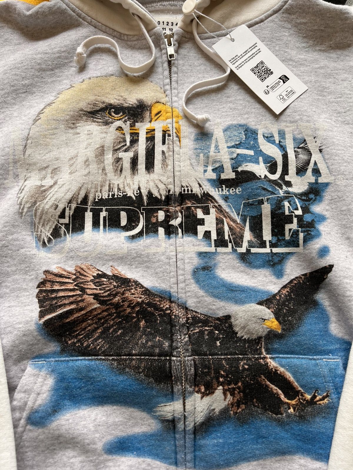 Maison Margiela × Supreme Supreme MM6 Maison Margiela Eagle Zip Hooded Sweatshirt Grey Size US L / EU 52-54 / 3 - 4 Thumbnail