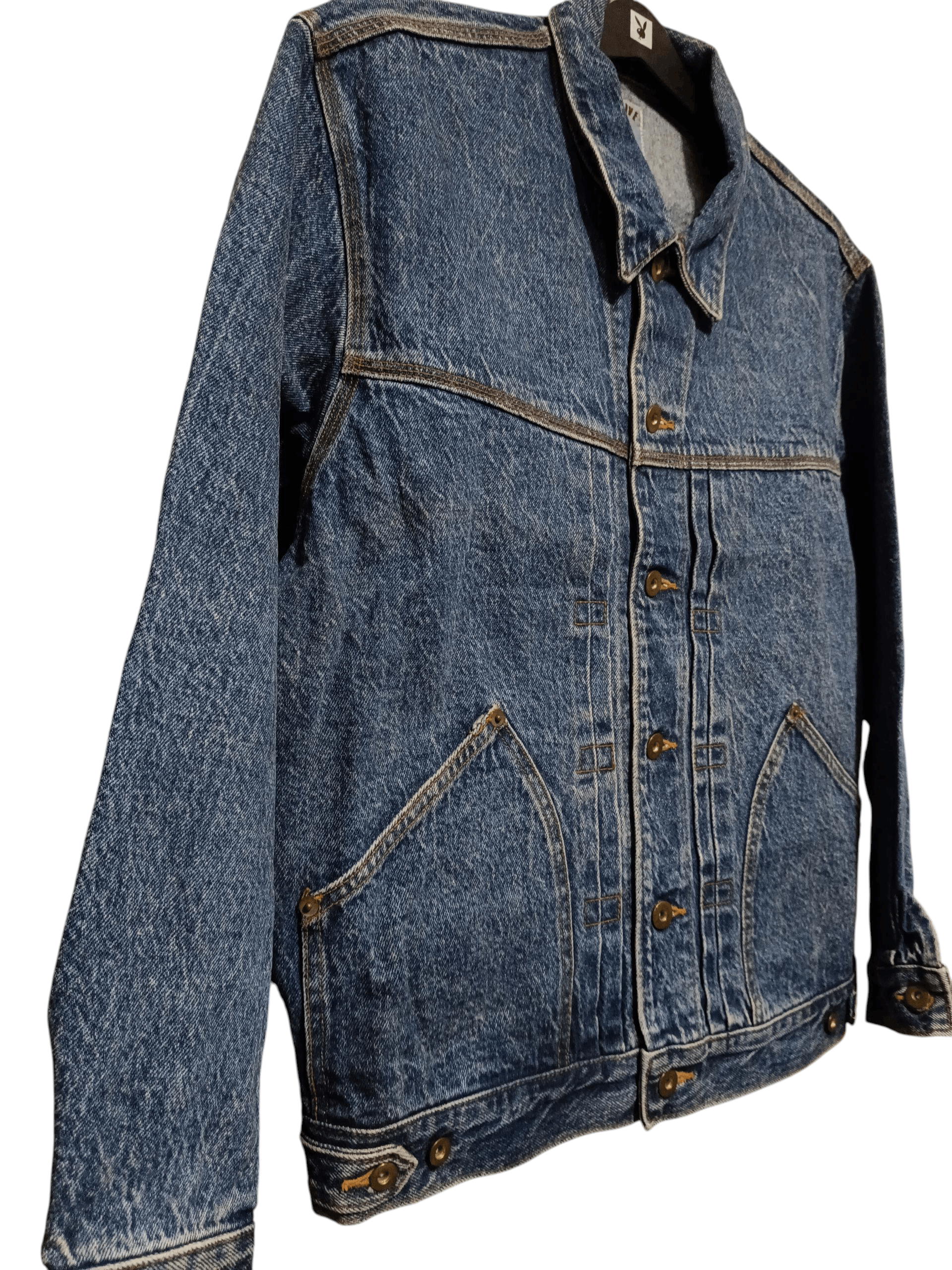 Japanese Brand Sensitive by Bobson Co. Ltd Pleated Denim Jacket 90s Size US M / EU 48-50 / 2 - 5 Thumbnail