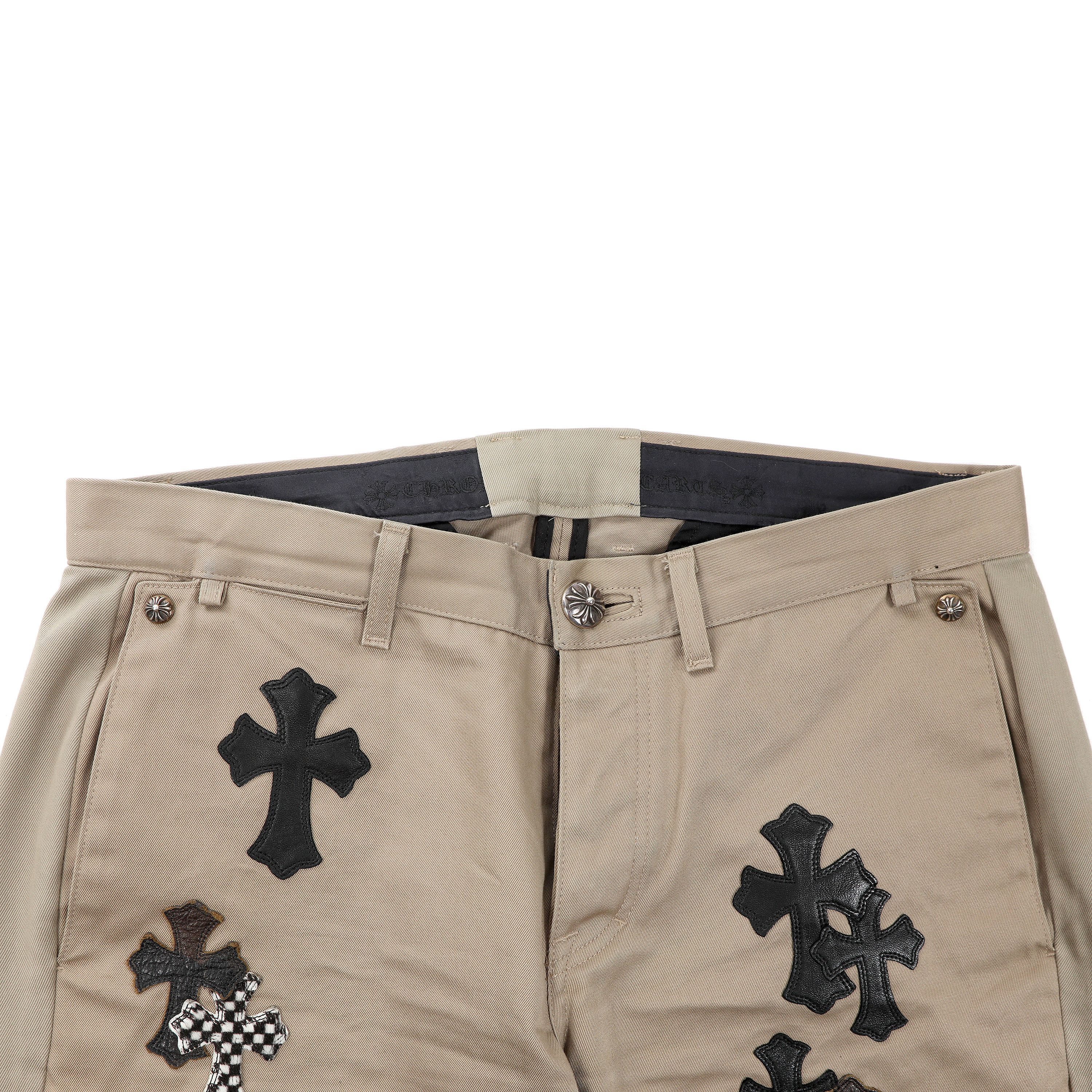 Chrome Hearts Tan Multi Checkered and Black Cross Patch Chino Pants Size US 33 - 3 Thumbnail