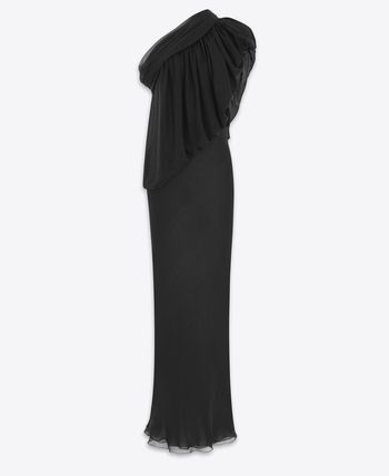 Saint Laurent Paris o1bcso1str1125 Draped One Shoulder Dress in Black Size M / US 6-8 / IT 42-44 - 1 Thumbnail
