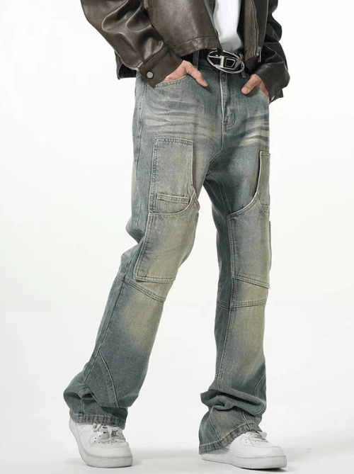 Japanese Brand × Jean Loose straight casual stitching handsome distressed jeans Size US 32 / EU 48 - 2 Thumbnail