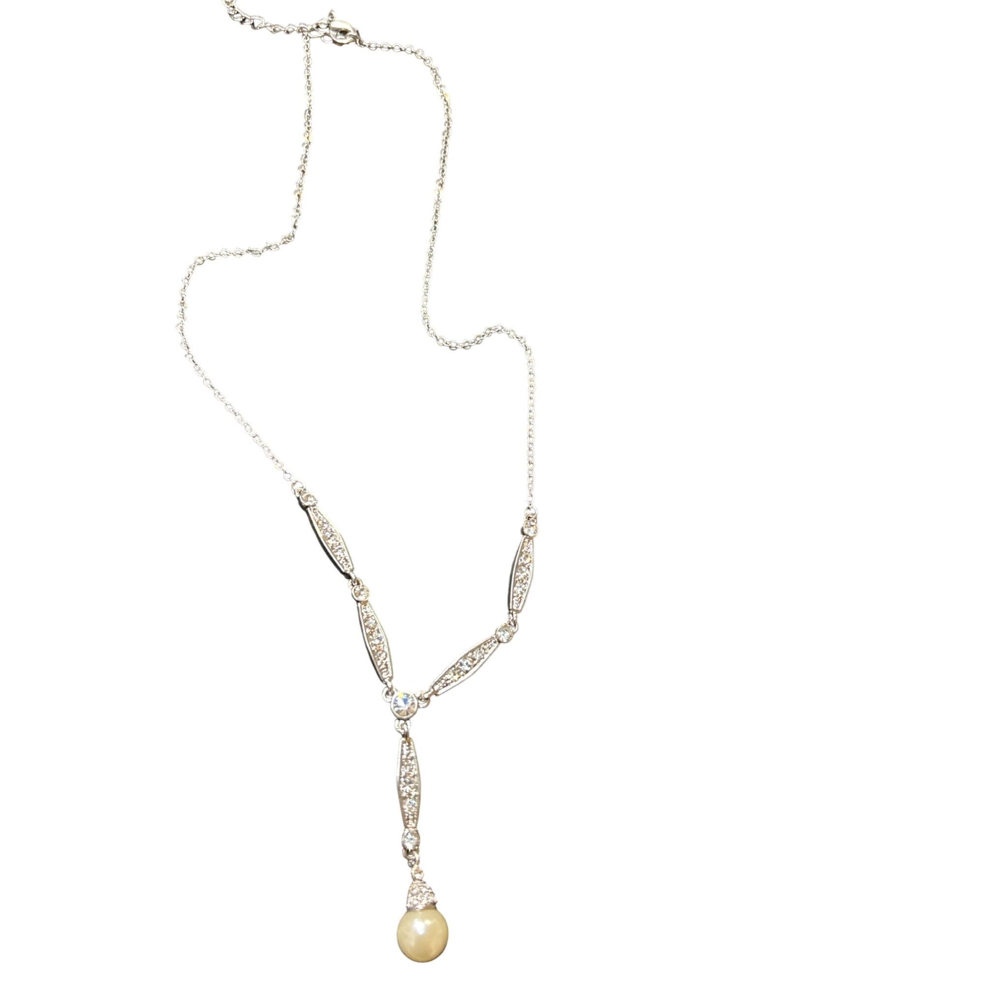 Other Vintage Style Silver-tone Necklace With Faux-Pearl Drop Pen Size ONE SIZE - 3 Thumbnail