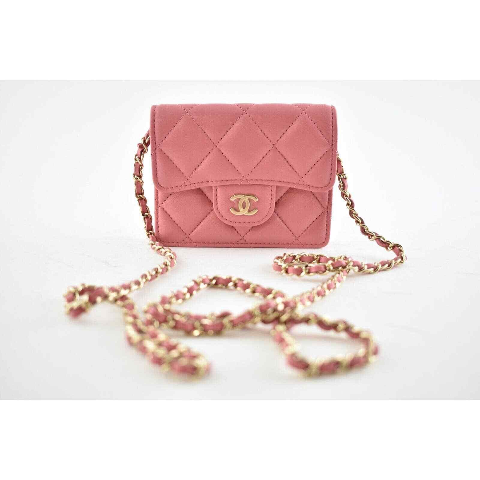 Chanel Chanel Chain Pink Lambskin Gold Card Shoulder Crossbody Bag Size ONE SIZE - 2 Thumbnail