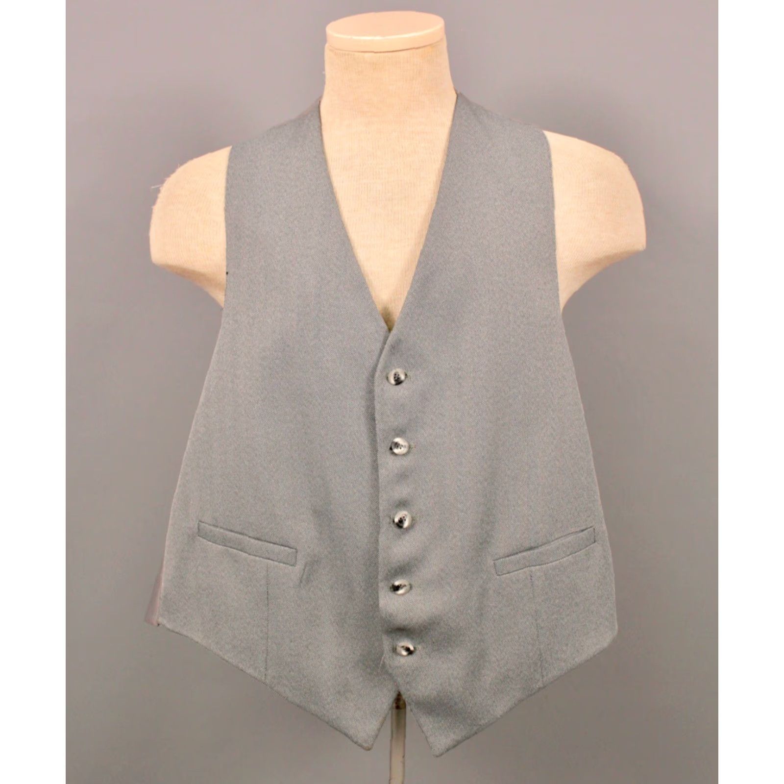 Vintage VINTAGE Men’s VTG 70s Grey 3 PC Leisure Suit Sz L-XL 1970s Disco Polyester Shirt Hoodie Hat Mens Size 42R - 6 Thumbnail