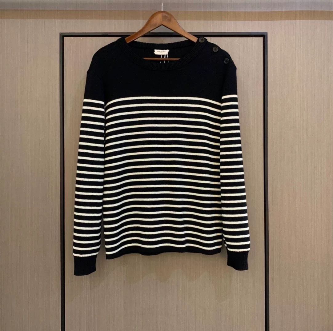 Saint Laurent Paris Saint Laurent Men's Striped Sweater Size US L / EU 52-54 / 3 - 1 Thumbnail