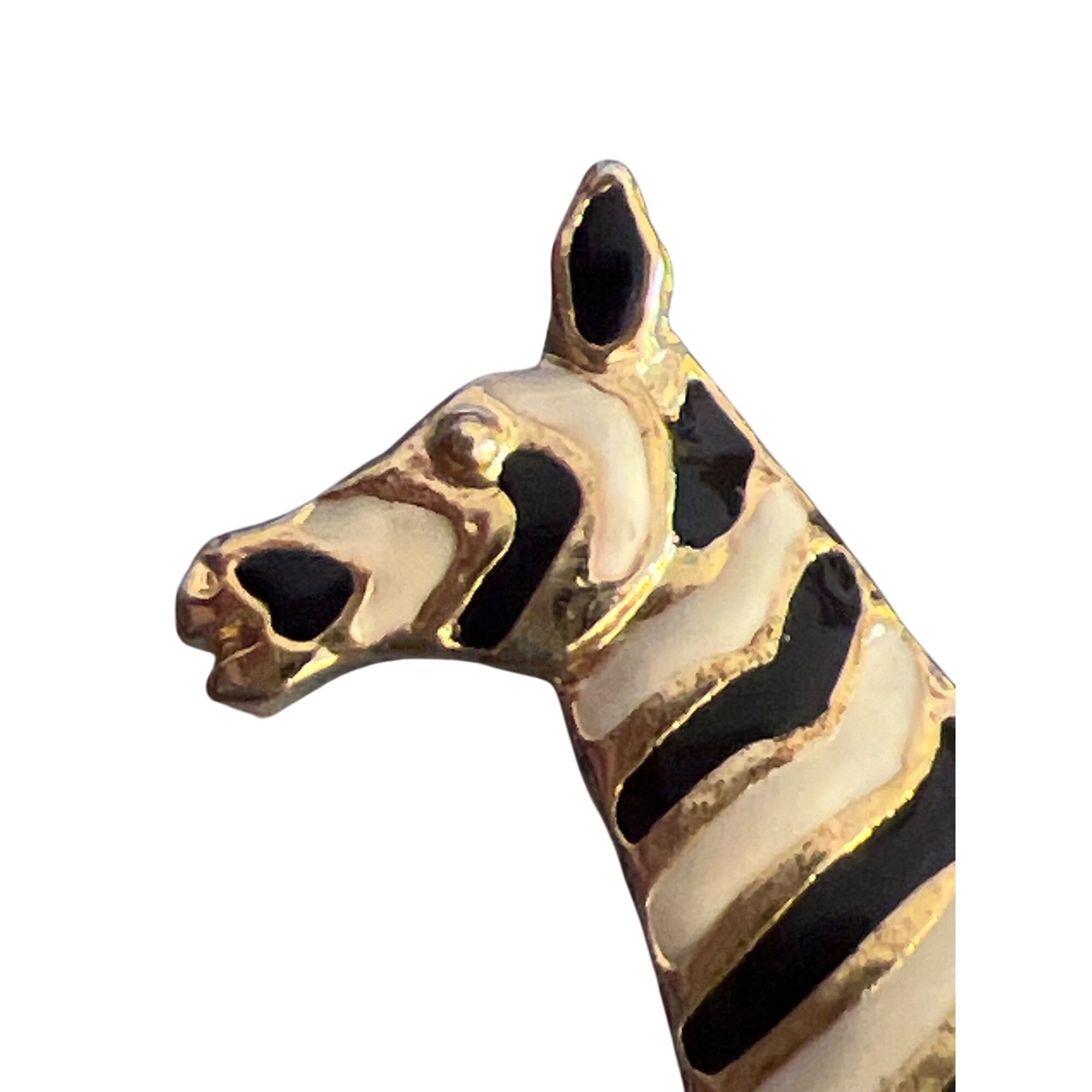 Other Vintage Gold Tone Zebra Brooch Pin Black White Enamel Zoo An Size ONE SIZE - 2 Thumbnail