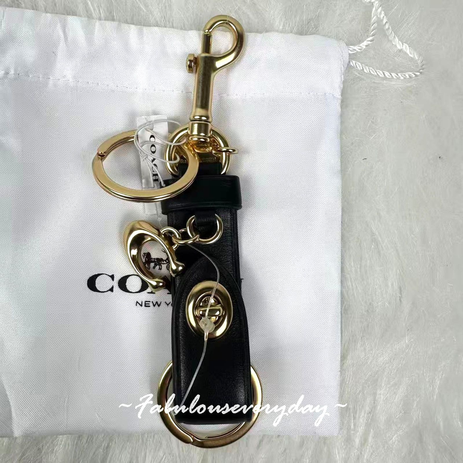 Coach Coach Trigger Snap Bag Charm In Leather/Gold/Black CR727 NWT Size ONE SIZE - 1 Thumbnail