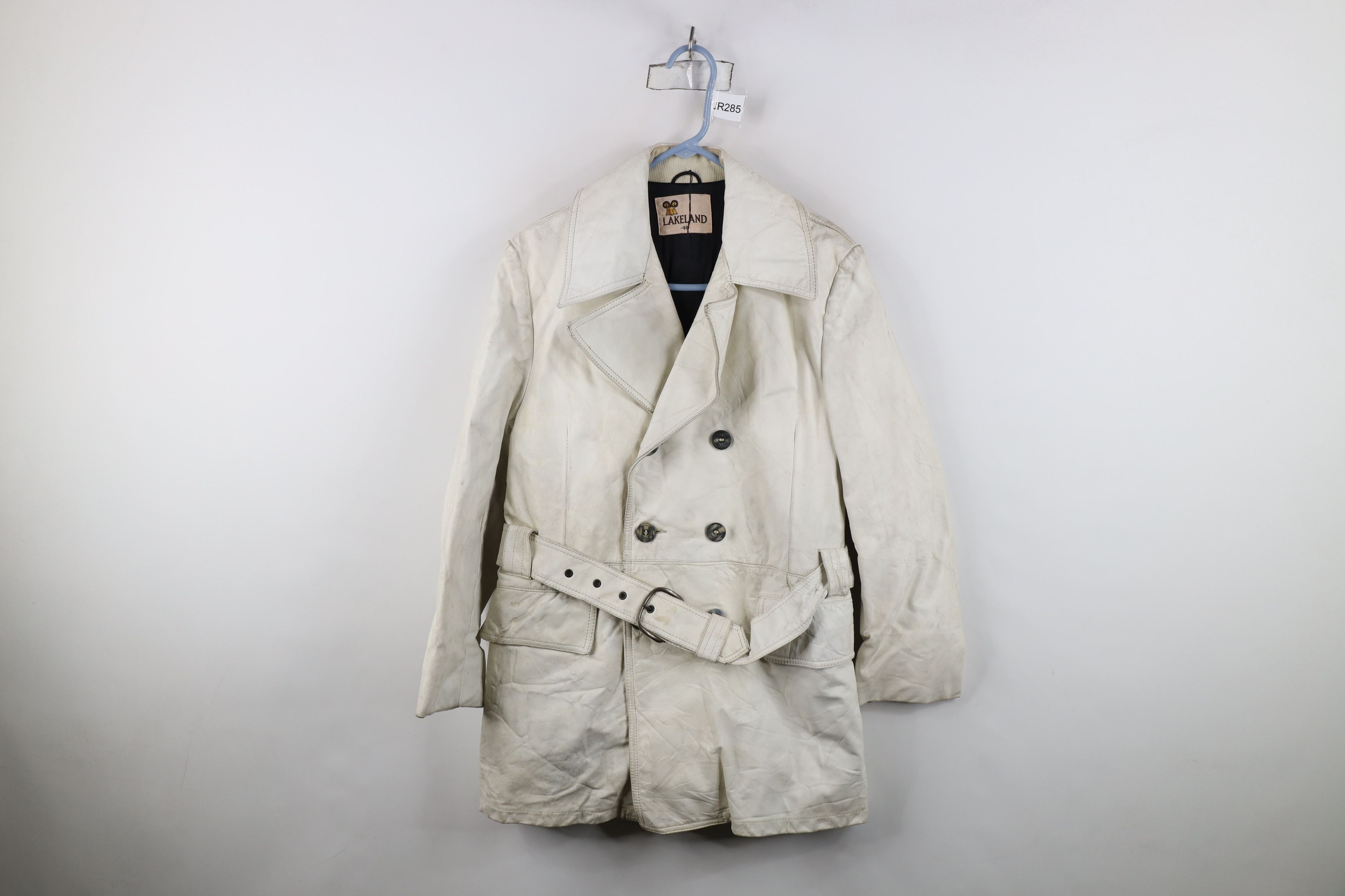 Vintage Vintage 70s Streetwear Leather Trench Coat Jacket White Size US L / EU 52-54 / 3 - 1 Thumbnail