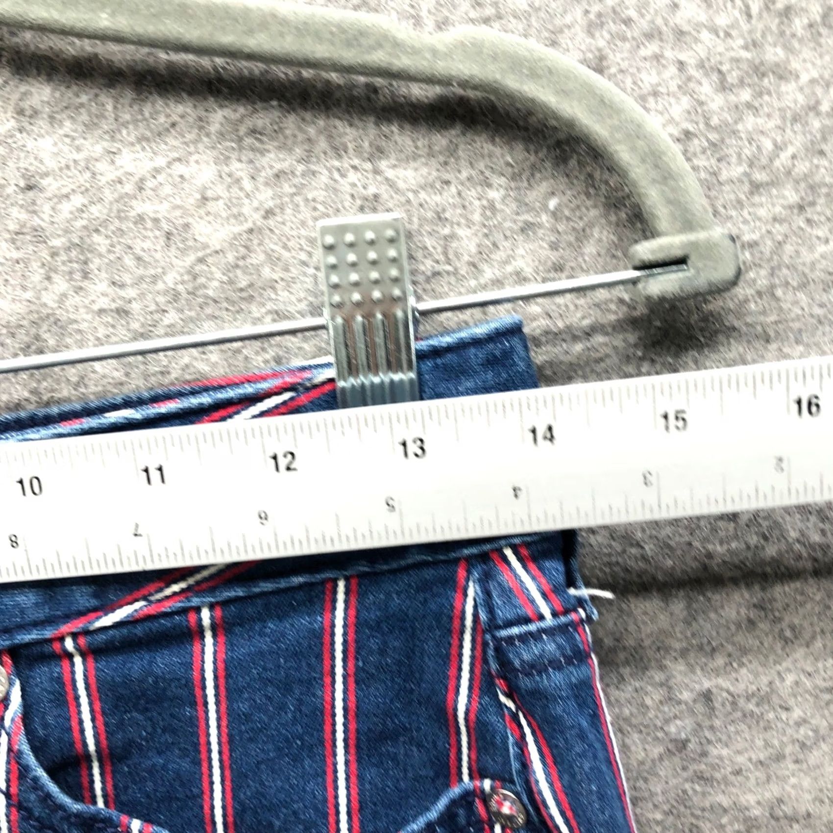 Vintage VINTAGE American Eagle Hi-Rise Mini Skirt Womens 4 Long Blue Red Striped Frayed Size 27" / US 4 / IT 40 - 7 Thumbnail