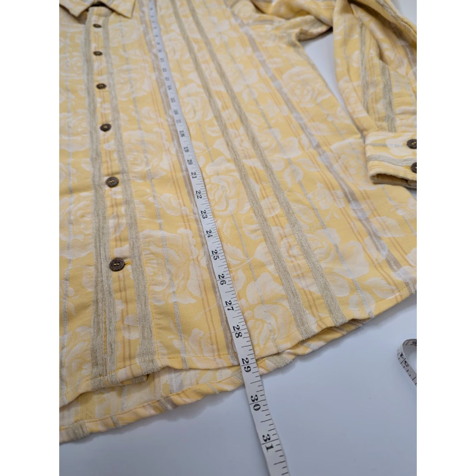Vintage Georg Roth Mens Button Shirt XL Floral Rose Yellow Striped Long Sleeve Size US XL / EU 56 / 4 - 5 Thumbnail
