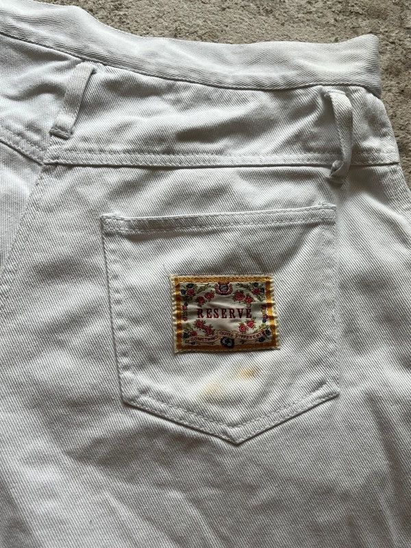 Reserved Reserve Sz L Women's Vintage 1990s White Denim Shorts Rare Size 35" - 5 Thumbnail