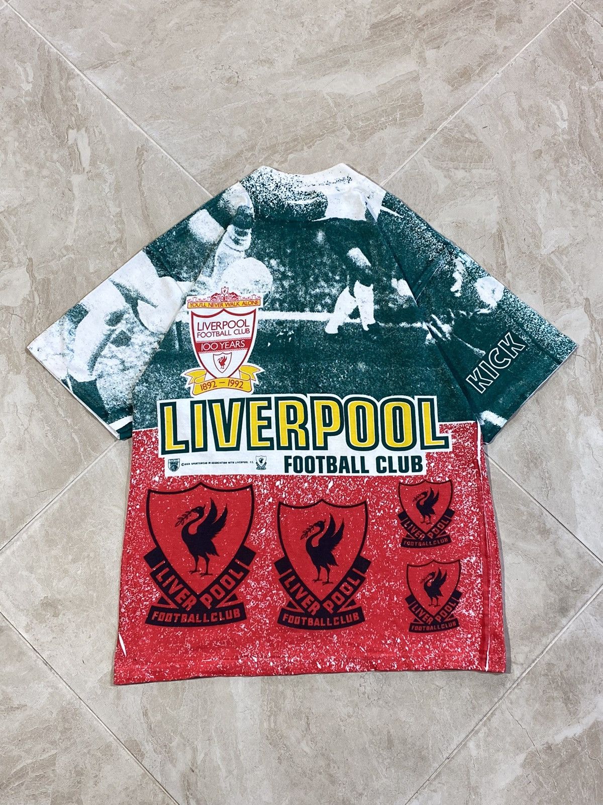 Band Tees × Vintage Vintage 1992 liverpool 100 years of glory all over print tee Size US M / EU 48-50 / 2 - 2 Thumbnail