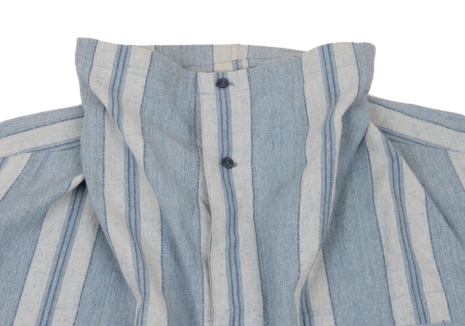 Issey Miyake Stand Neck Striped Shirt in Light Blue, Size M Size US M / EU 48-50 / 2 - 5 Thumbnail