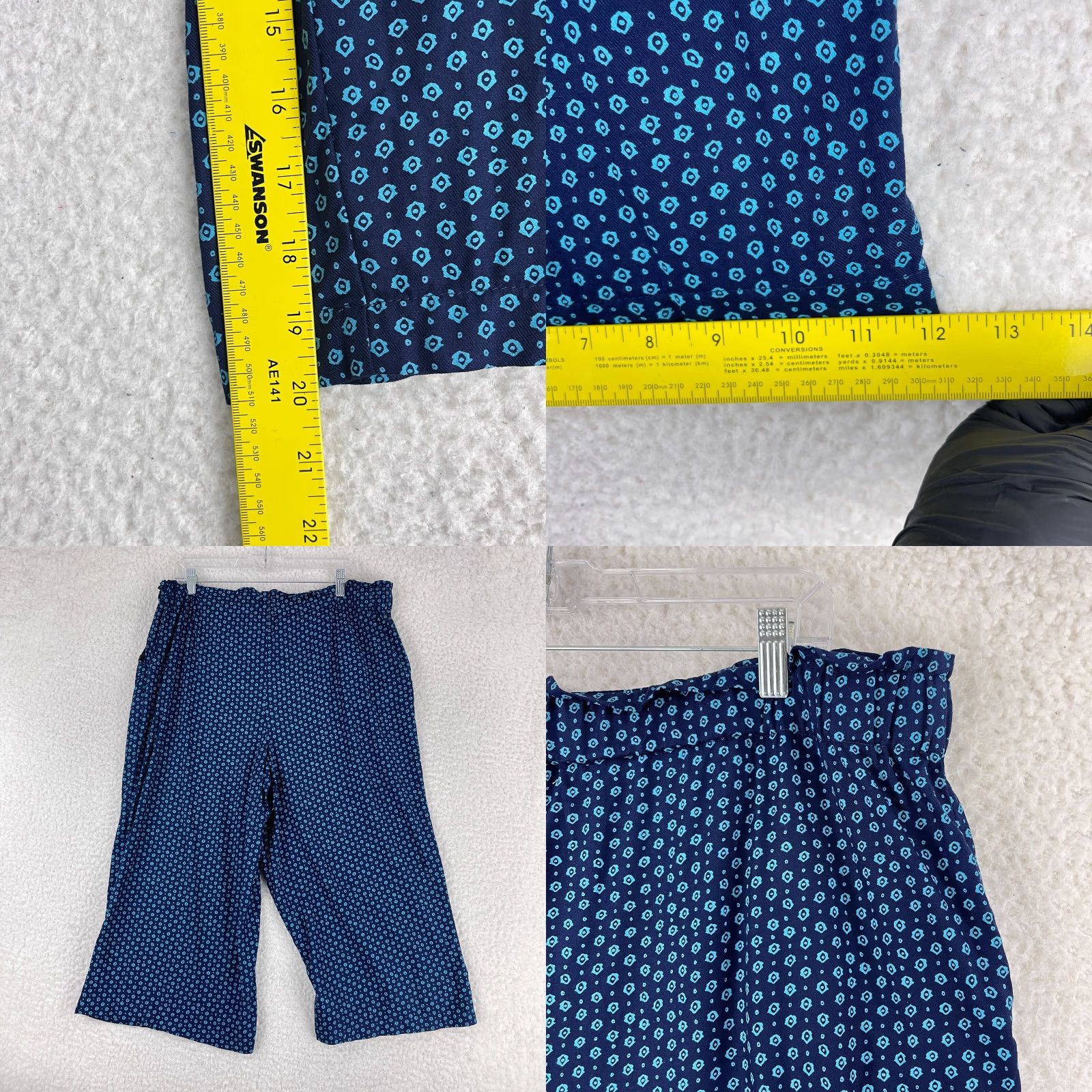 Vintage NorthStyle Blue Dot Print Pull On Elastic Waist Cropped Pants Womens Large Size 36" / US 14 / IT 50 - 8 Thumbnail