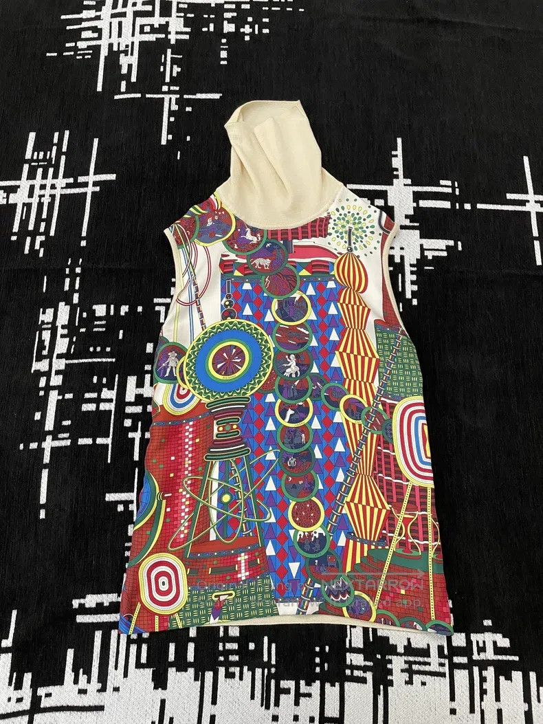 Hermes Hermes Silk Print Patch Cashmere High Neck Sleeveless Top Size XS / US 0-2 / IT 36-38 - 1 Thumbnail
