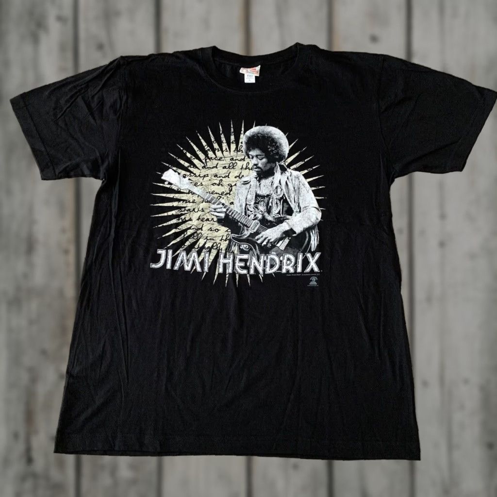 Vintage Genuine Jimi Hendrix Authentic LLC Medium Cool Luxury Brand Tee Shirt Extra Large Premium Black Playing Gibson Design Size US XL / EU 56 / 4 - 1 Thumbnail