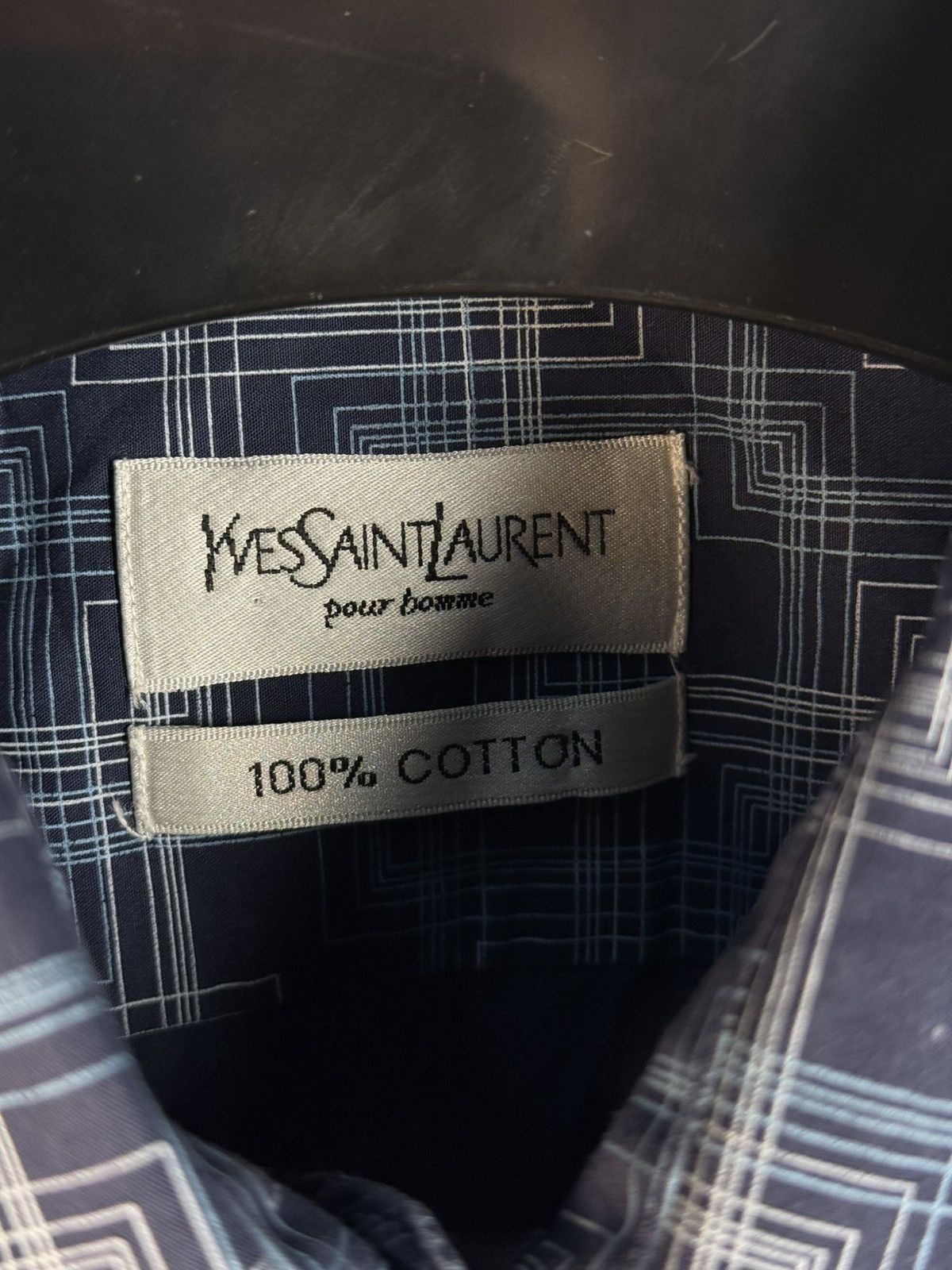 Yves Saint Laurent Summer YSL Shirt Matrix Logo Button Up Collar Shortsleeve Size US L / EU 52-54 / 3 - 6 Thumbnail